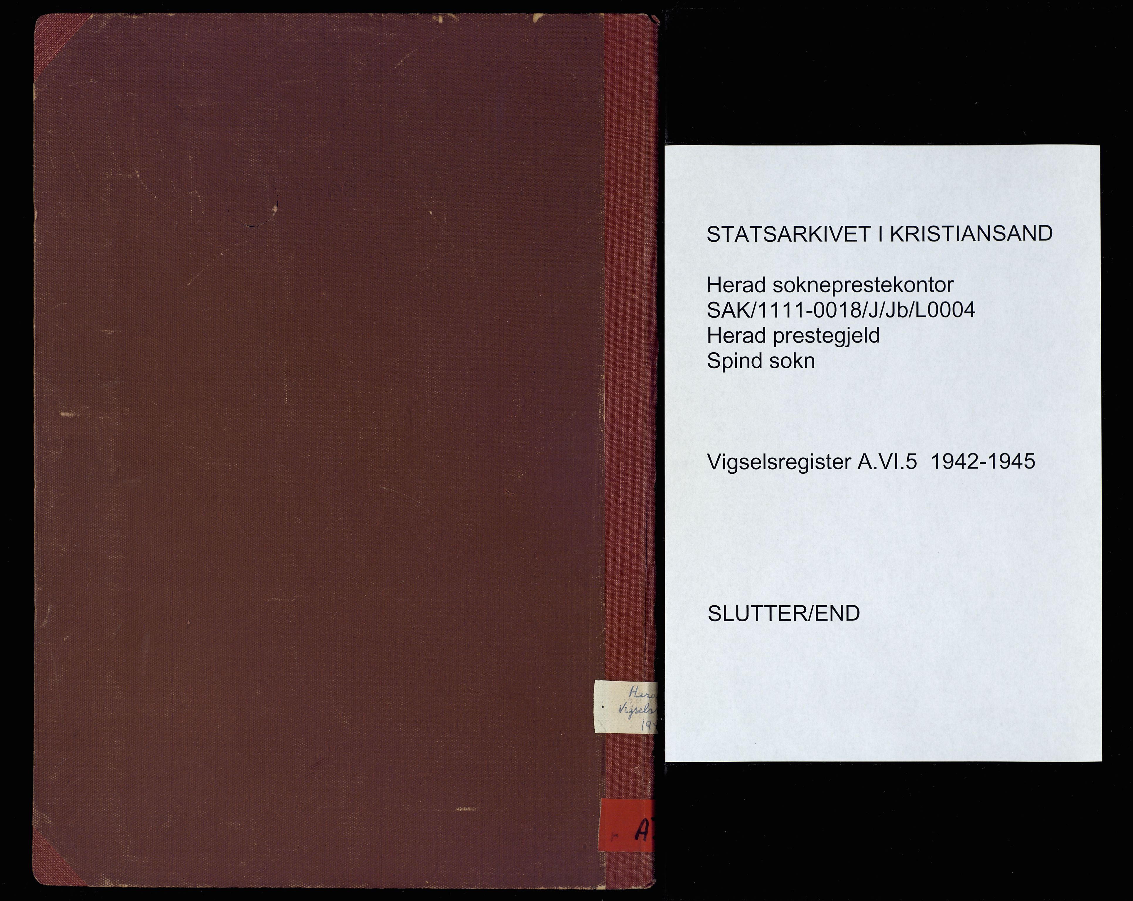 Herad sokneprestkontor, AV/SAK-1111-0018/J/Jb/L0004: Marriage register no. A-VI-5, 1942-1945