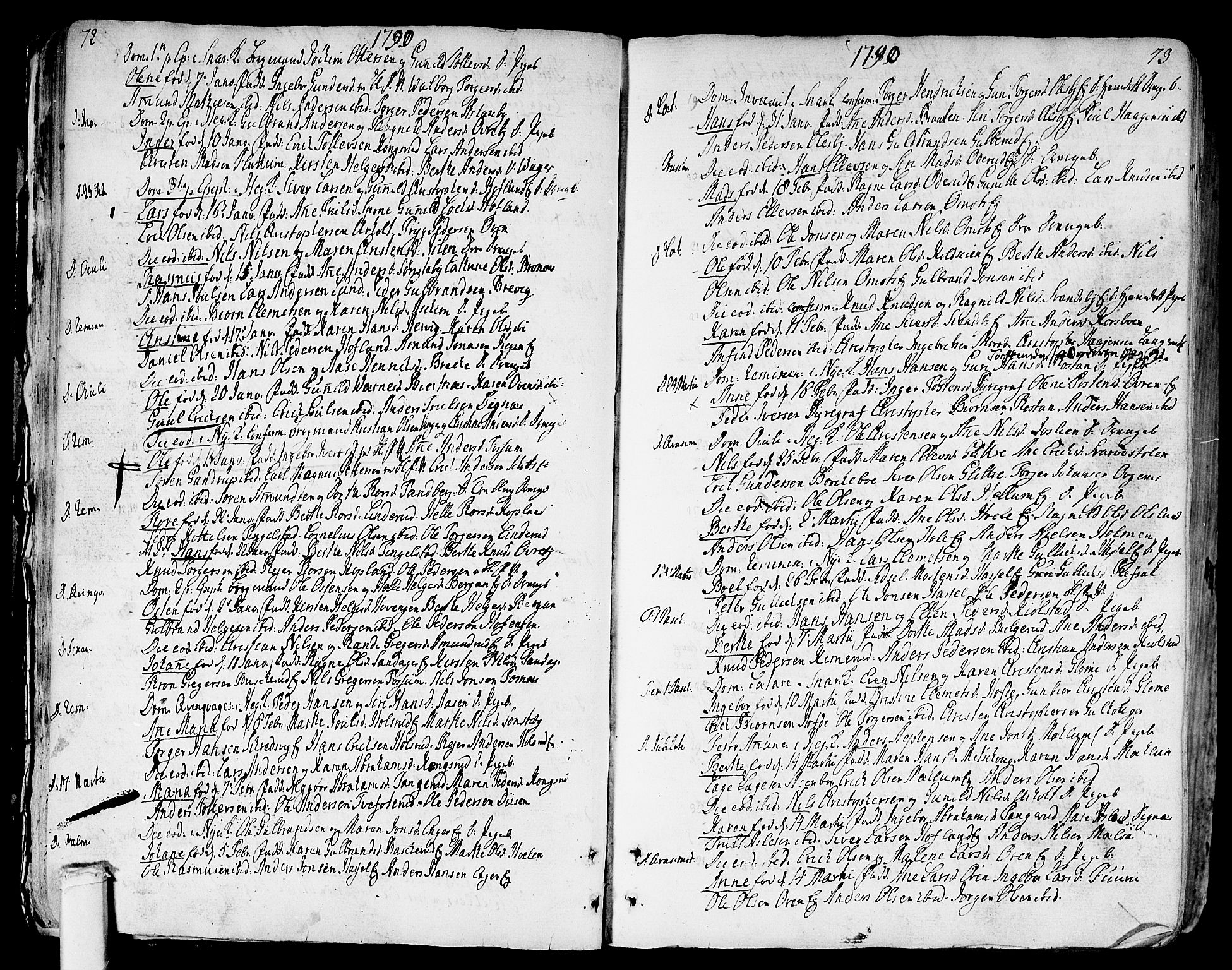 Modum kirkebøker, AV/SAKO-A-234/F/Fa/L0003: Parish register (official) no. 3, 1783-1819, p. 72-73