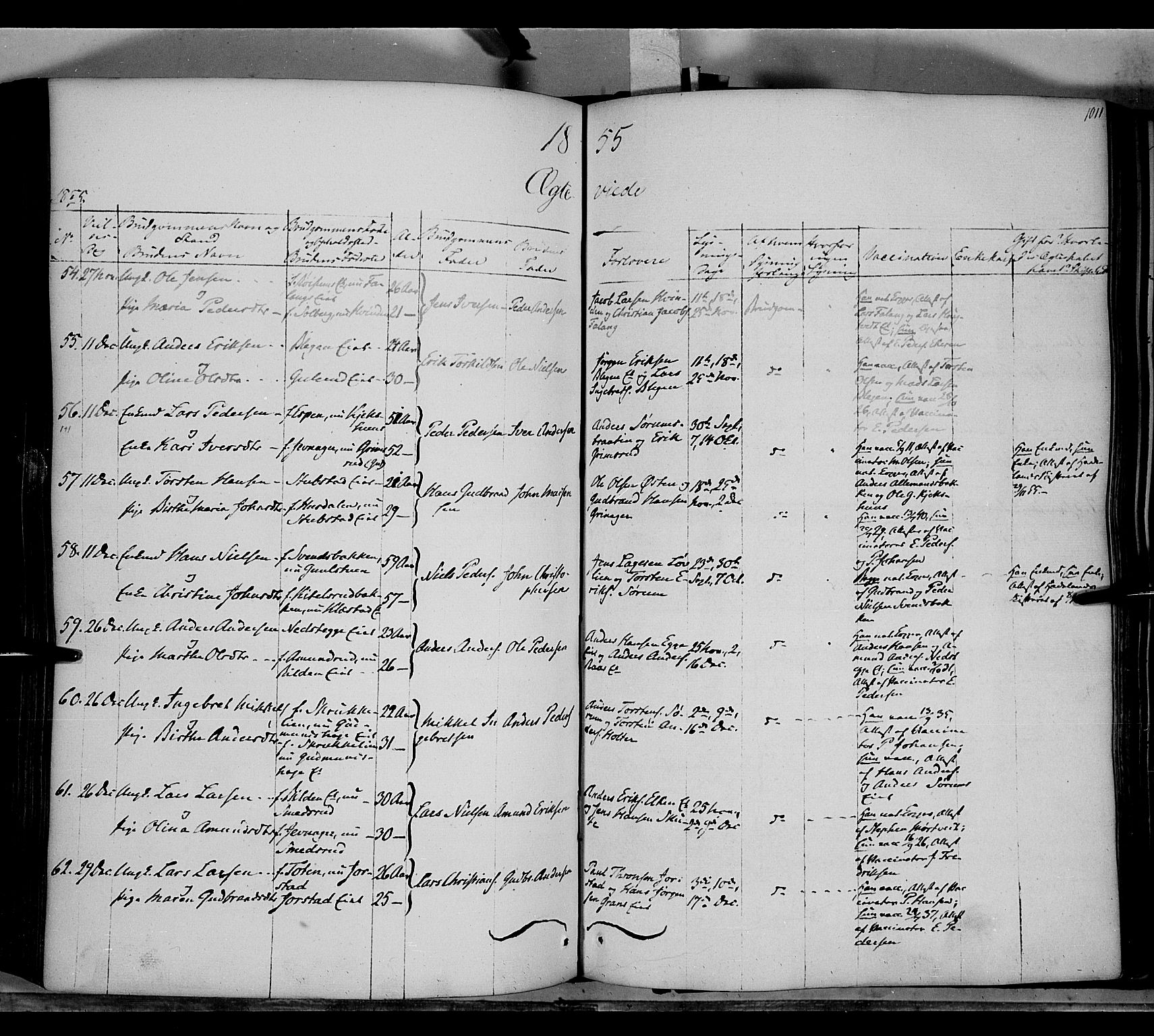 Gran prestekontor, SAH/PREST-112/H/Ha/Haa/L0011: Parish register (official) no. 11, 1842-1856, p. 1010-1011