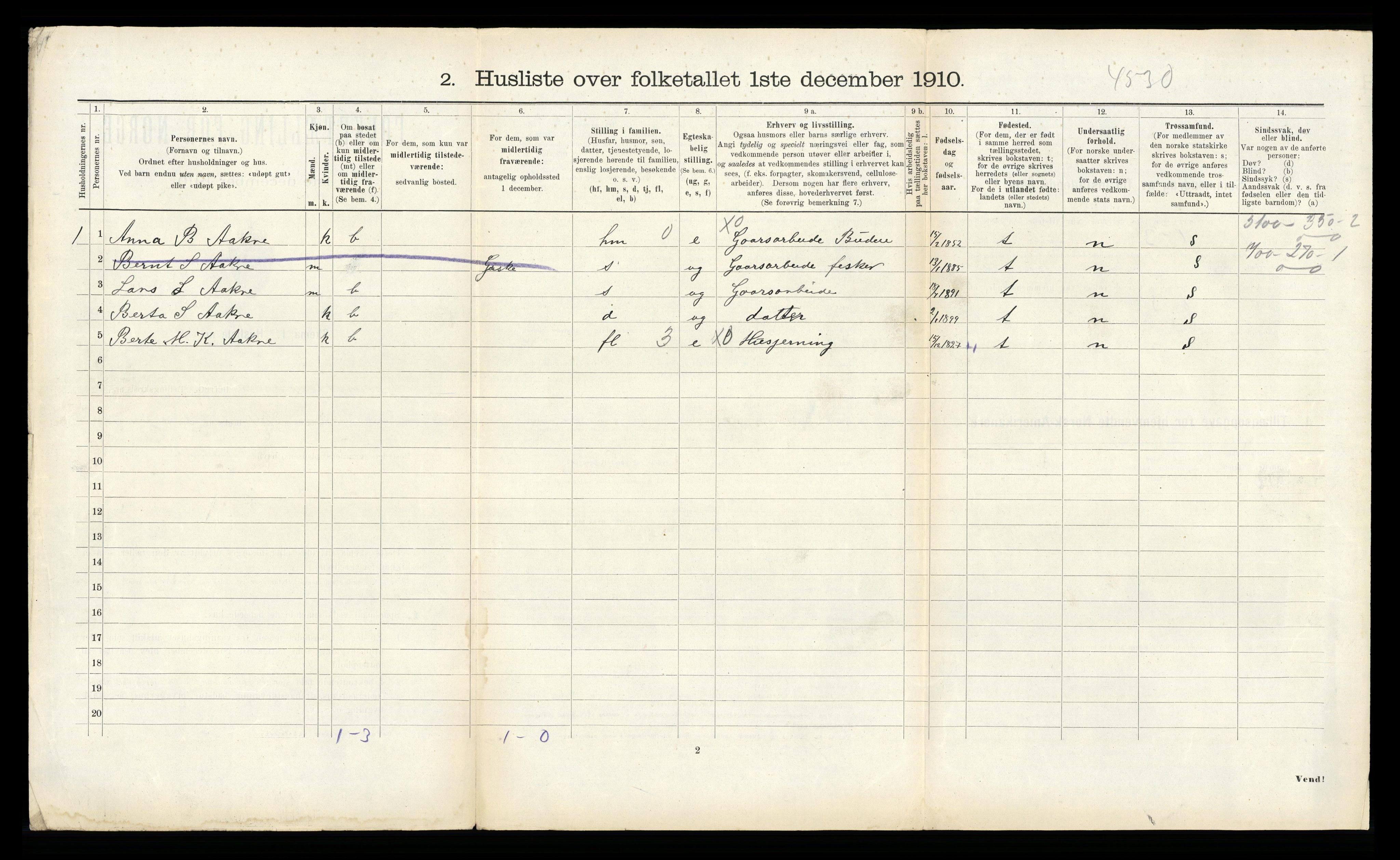 RA, 1910 census for Hjørundfjord, 1910, p. 231