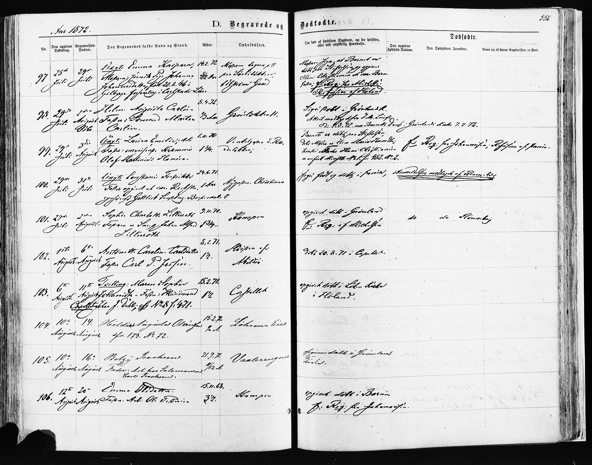 Østre Aker prestekontor Kirkebøker, AV/SAO-A-10840/F/Fa/L0003: Parish register (official) no. I 3, 1869-1875, p. 556