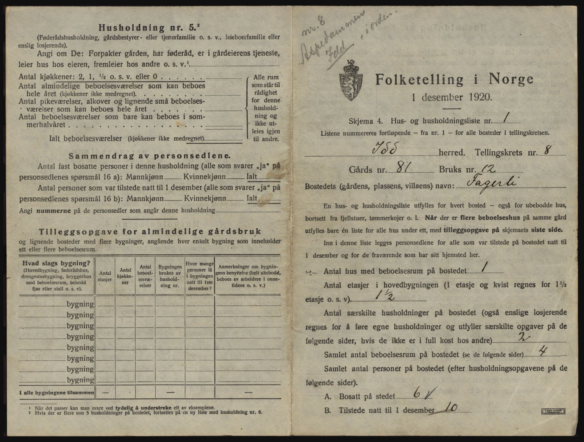 SAO, 1920 census for Idd, 1920, p. 1164