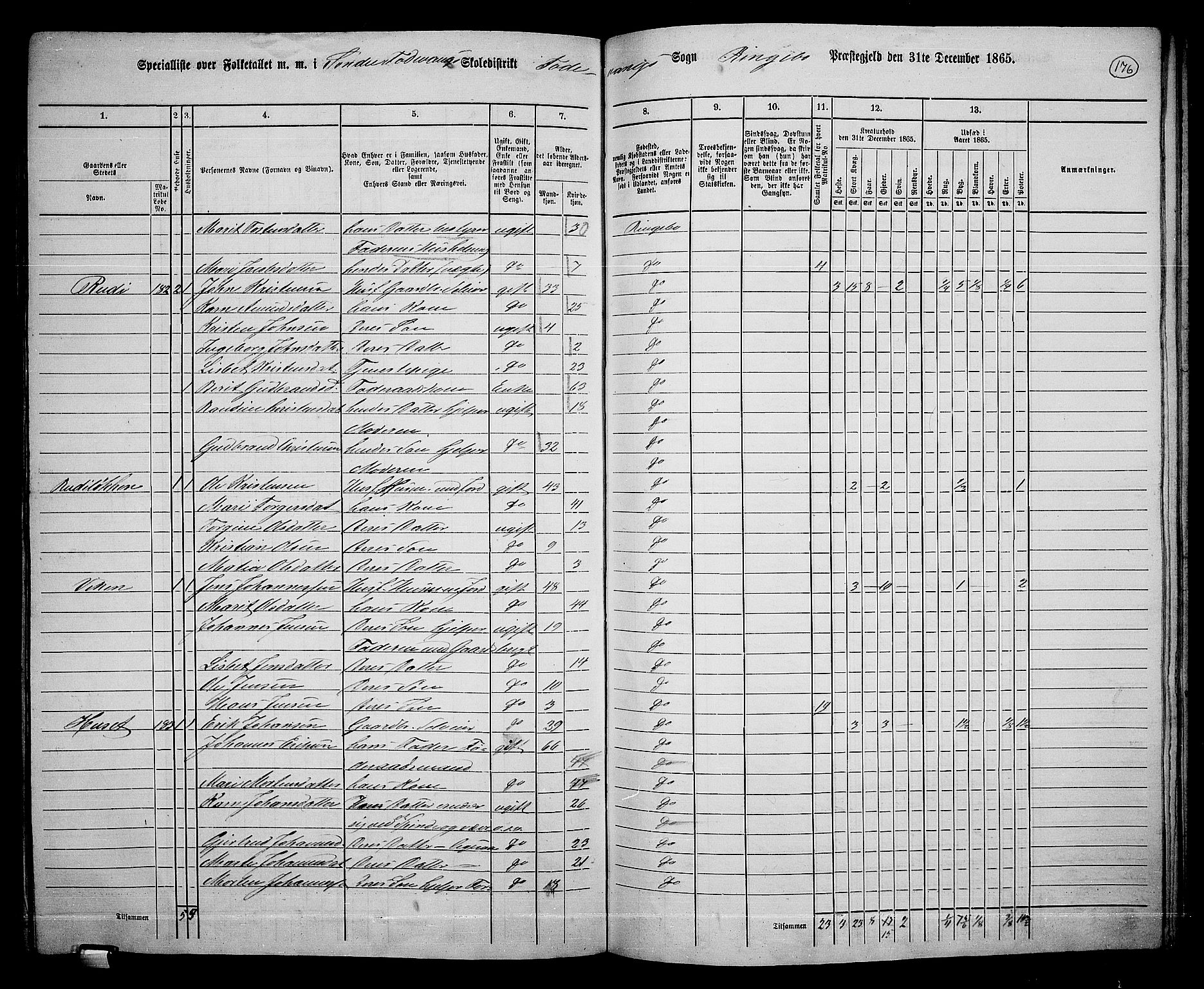 RA, 1865 census for Ringebu, 1865, p. 151