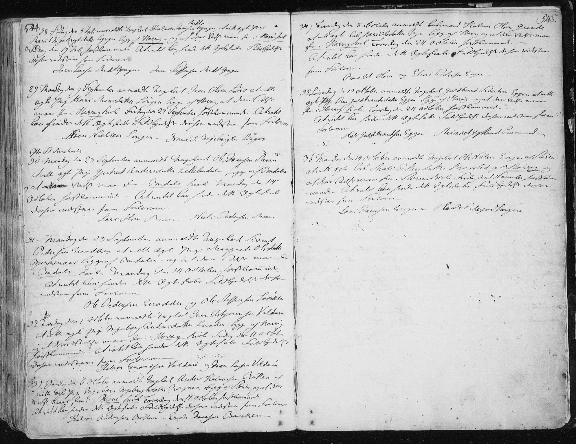 Ministerialprotokoller, klokkerbøker og fødselsregistre - Sør-Trøndelag, SAT/A-1456/687/L0992: Parish register (official) no. 687A03 /1, 1788-1815, p. 544-545