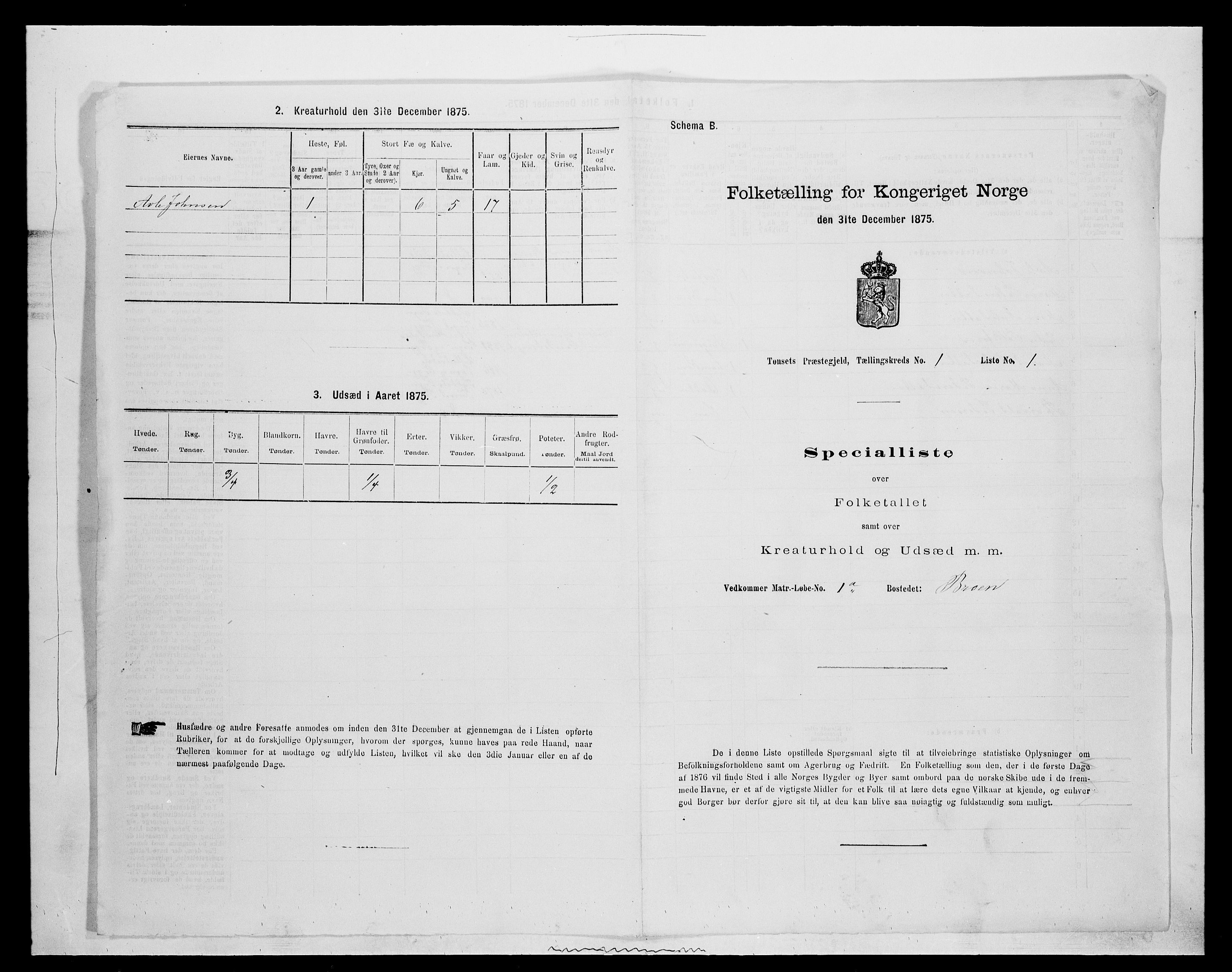 SAH, 1875 census for 0437P Tynset, 1875, p. 198