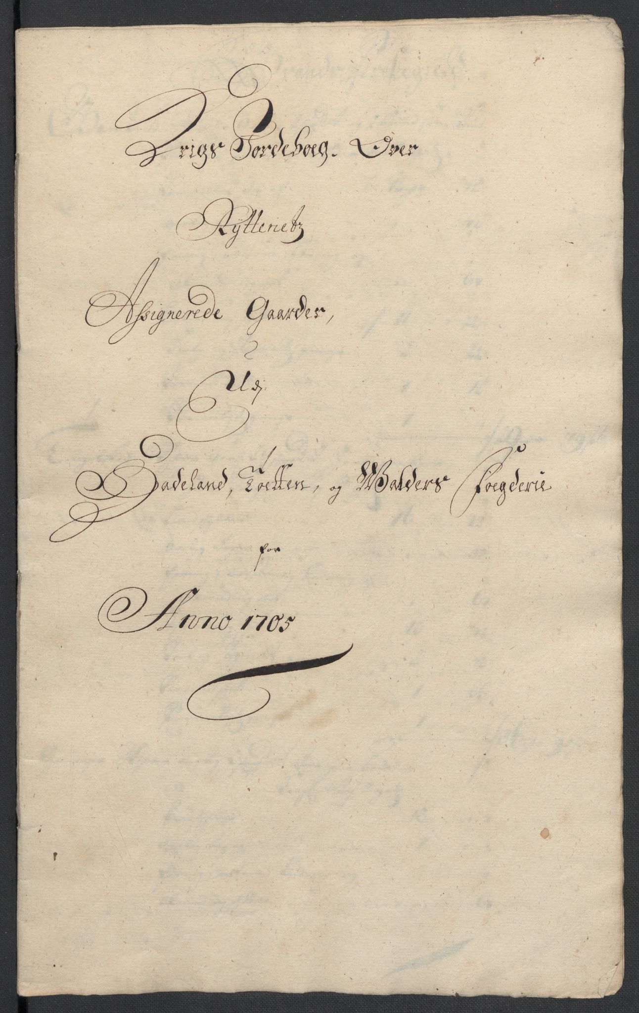 Rentekammeret inntil 1814, Reviderte regnskaper, Fogderegnskap, RA/EA-4092/R18/L1303: Fogderegnskap Hadeland, Toten og Valdres, 1705, p. 27