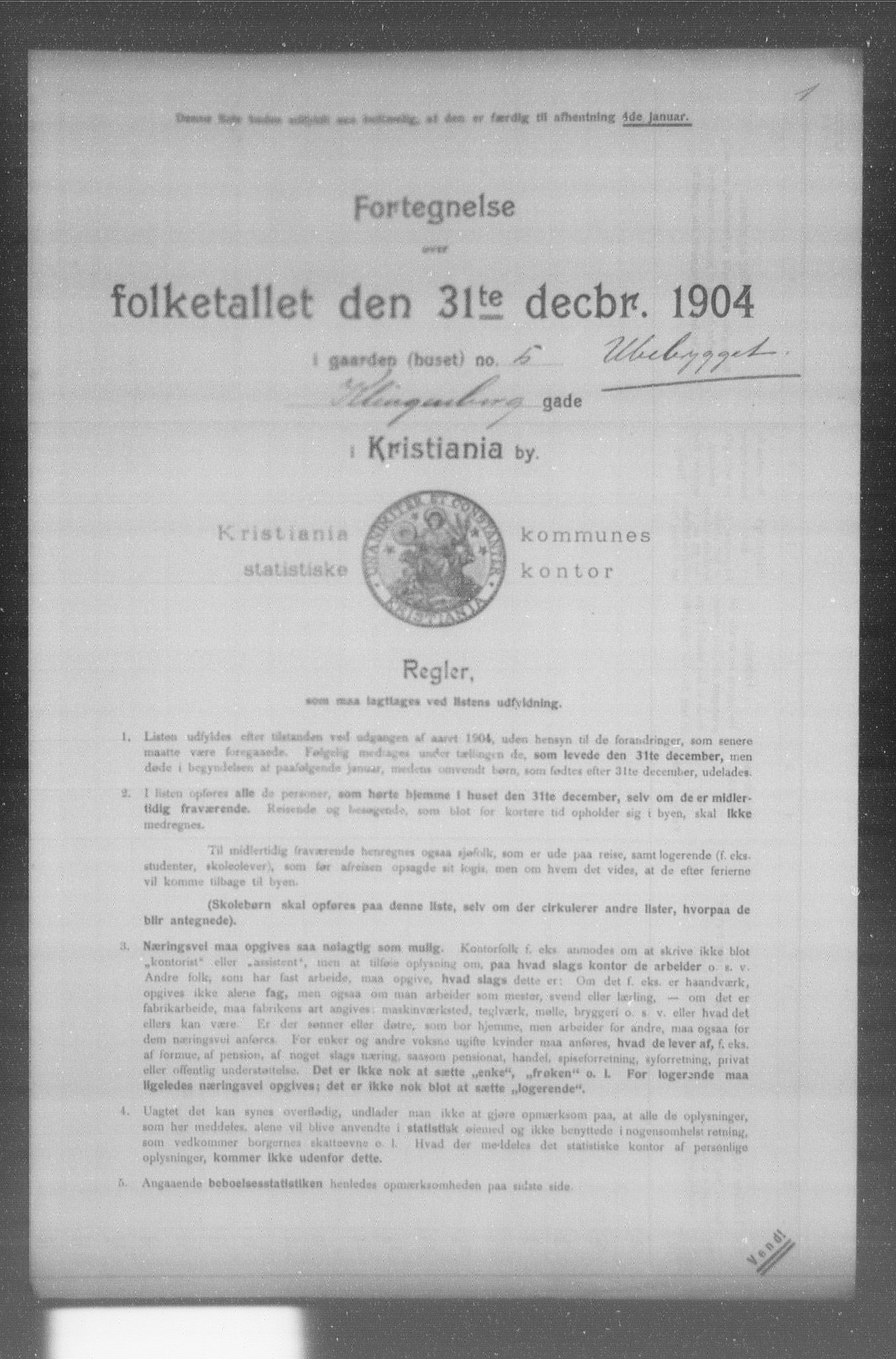 OBA, Municipal Census 1904 for Kristiania, 1904, p. 9917