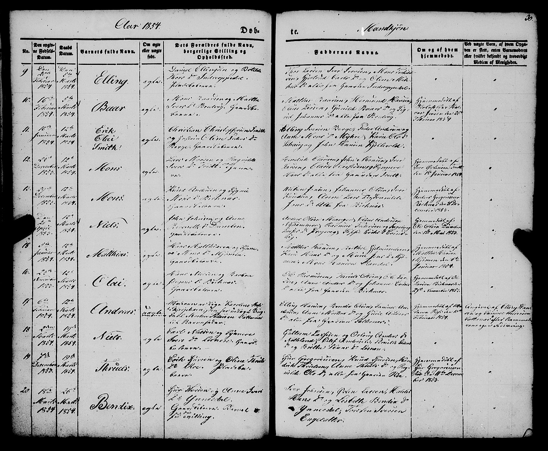 Gulen sokneprestembete, SAB/A-80201/H/Haa/Haaa/L0021: Parish register (official) no. A 21, 1848-1858, p. 30