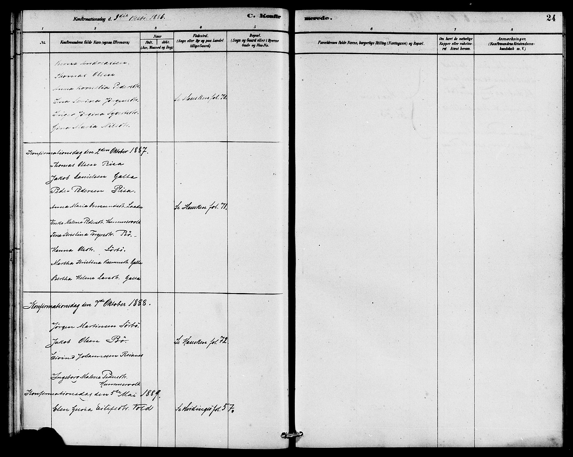 Rennesøy sokneprestkontor, SAST/A -101827/H/Ha/Haa/L0008: Parish register (official) no. A 8, 1878-1890, p. 24