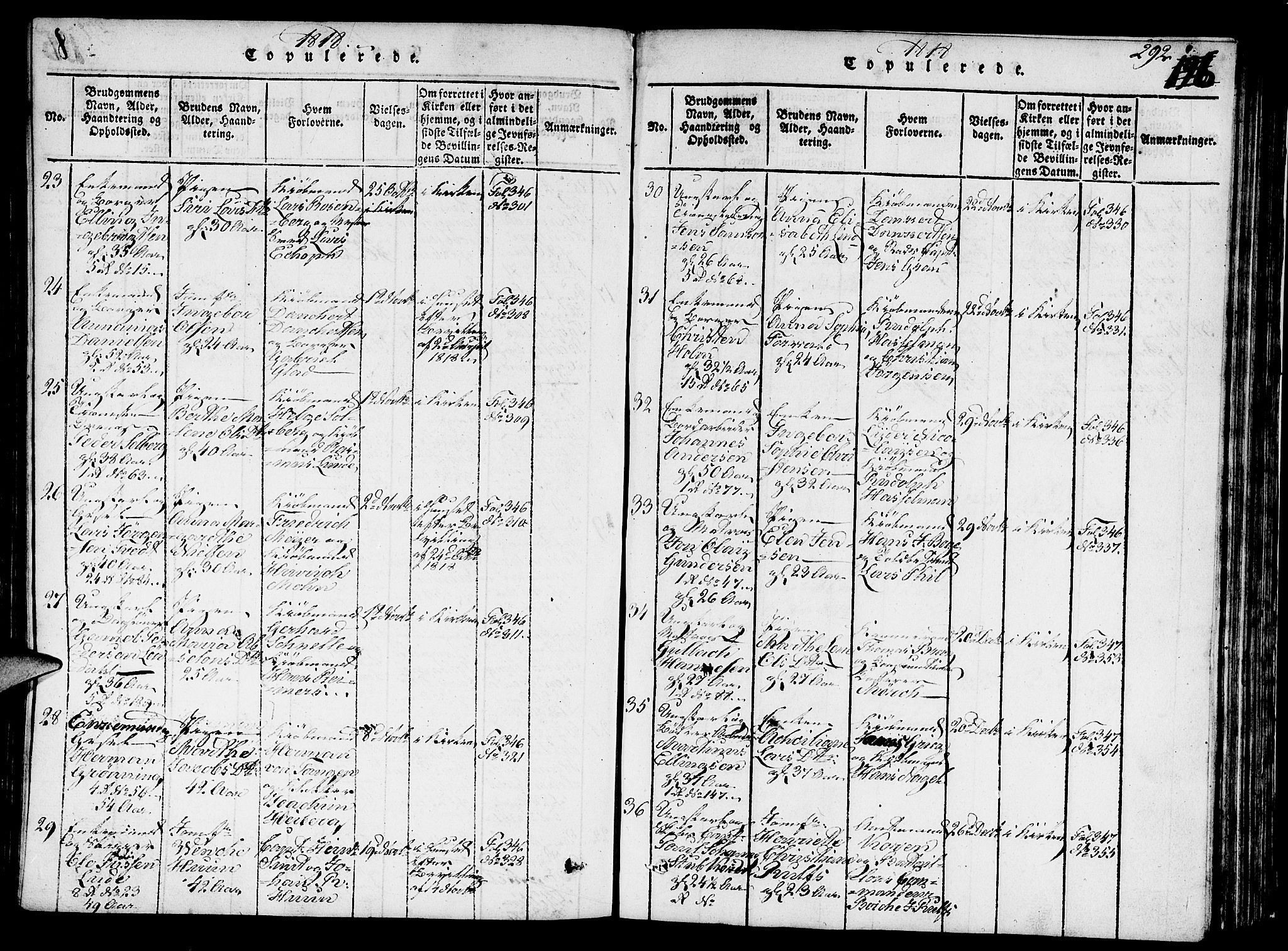 Nykirken Sokneprestembete, SAB/A-77101/H/Hab/L0003: Parish register (copy) no. A 4, 1816-1821, p. 292