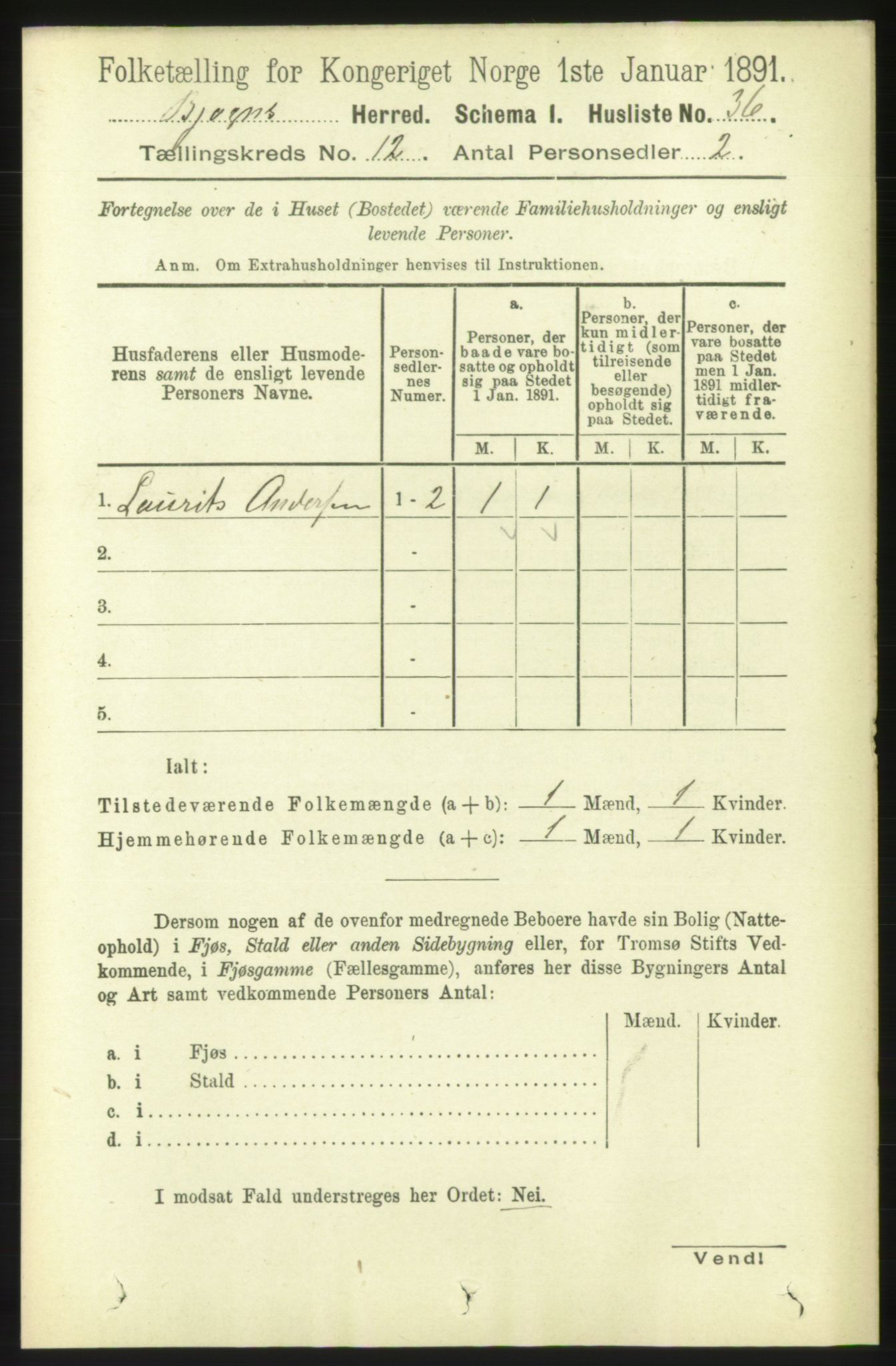 RA, 1891 census for 1627 Bjugn, 1891, p. 3479