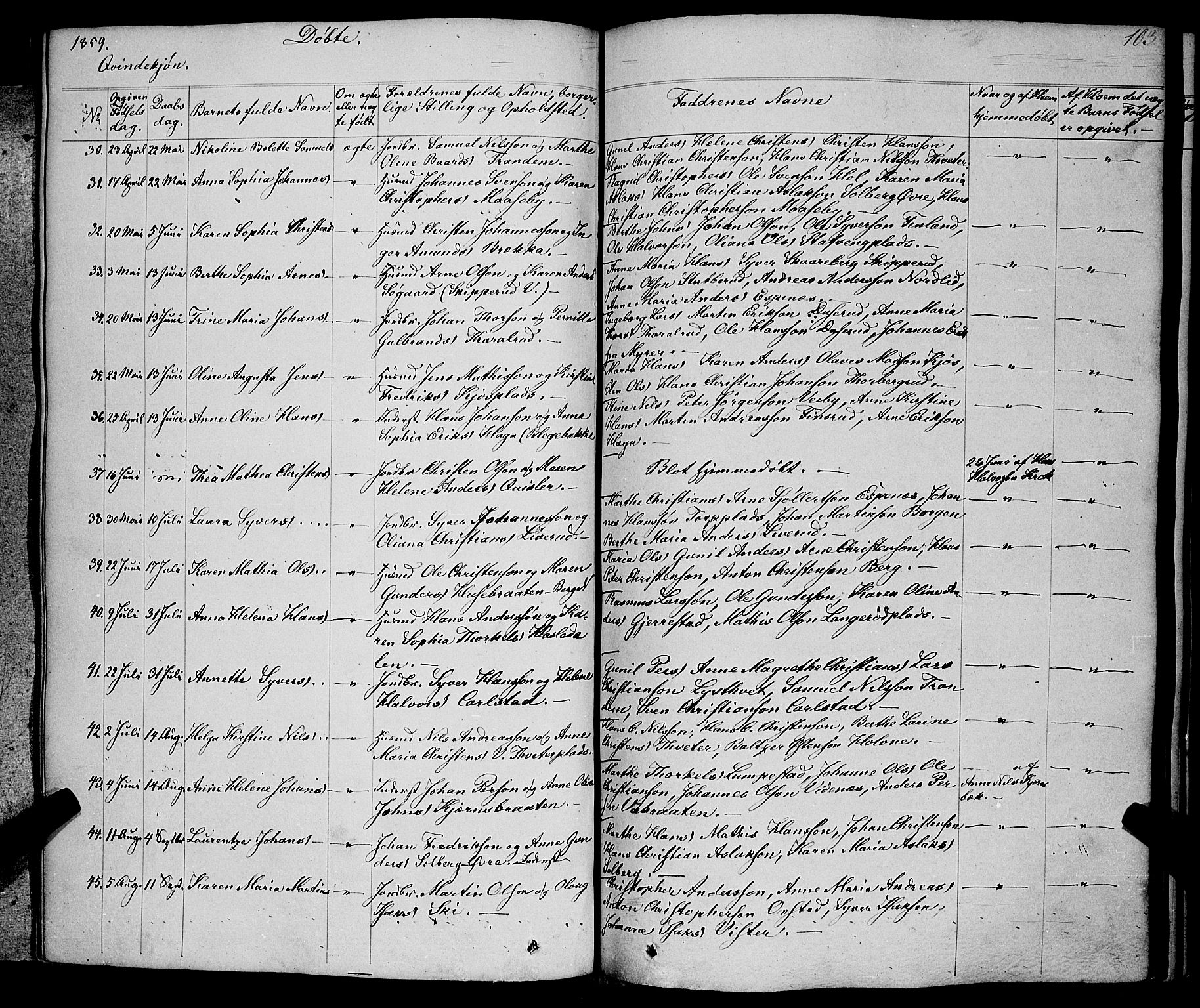 Skiptvet prestekontor Kirkebøker, AV/SAO-A-20009/F/Fa/L0006: Parish register (official) no. 6, 1839-1860, p. 103