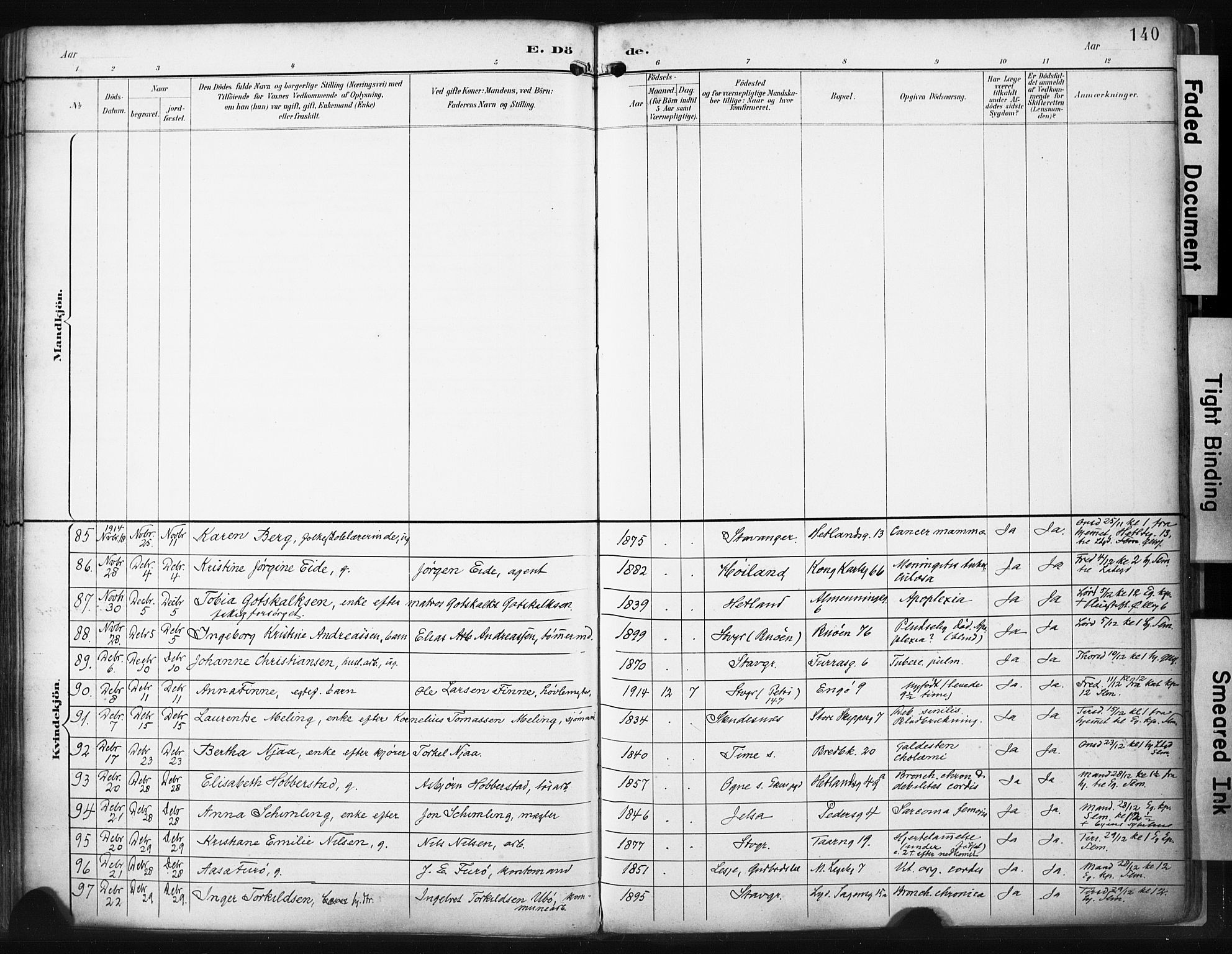 St. Petri sokneprestkontor, AV/SAST-A-101813/001/30/30BA/L0022: Parish register (official) no. A 22, 1895-1919, p. 140