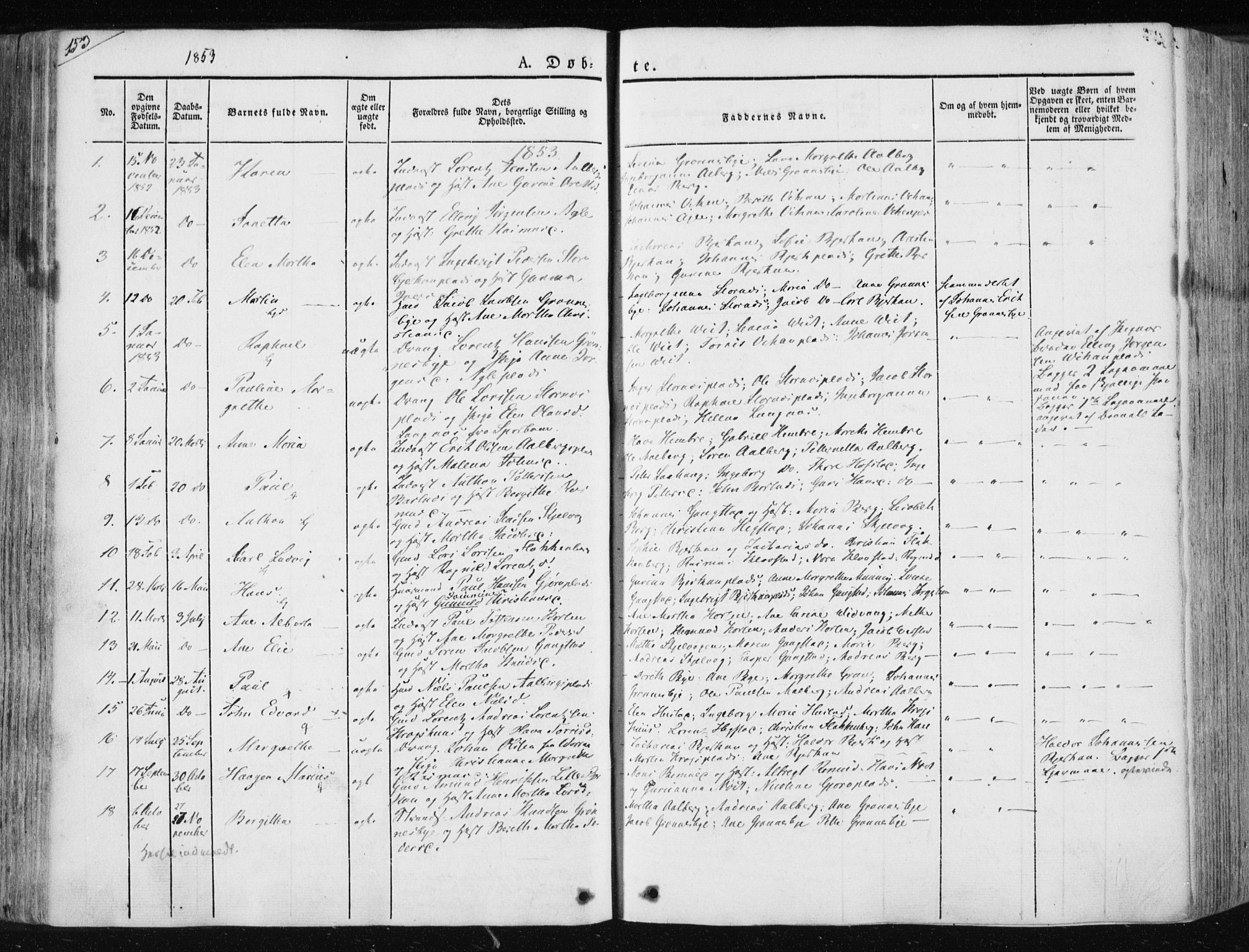 Ministerialprotokoller, klokkerbøker og fødselsregistre - Nord-Trøndelag, SAT/A-1458/730/L0280: Parish register (official) no. 730A07 /3, 1840-1854, p. 153