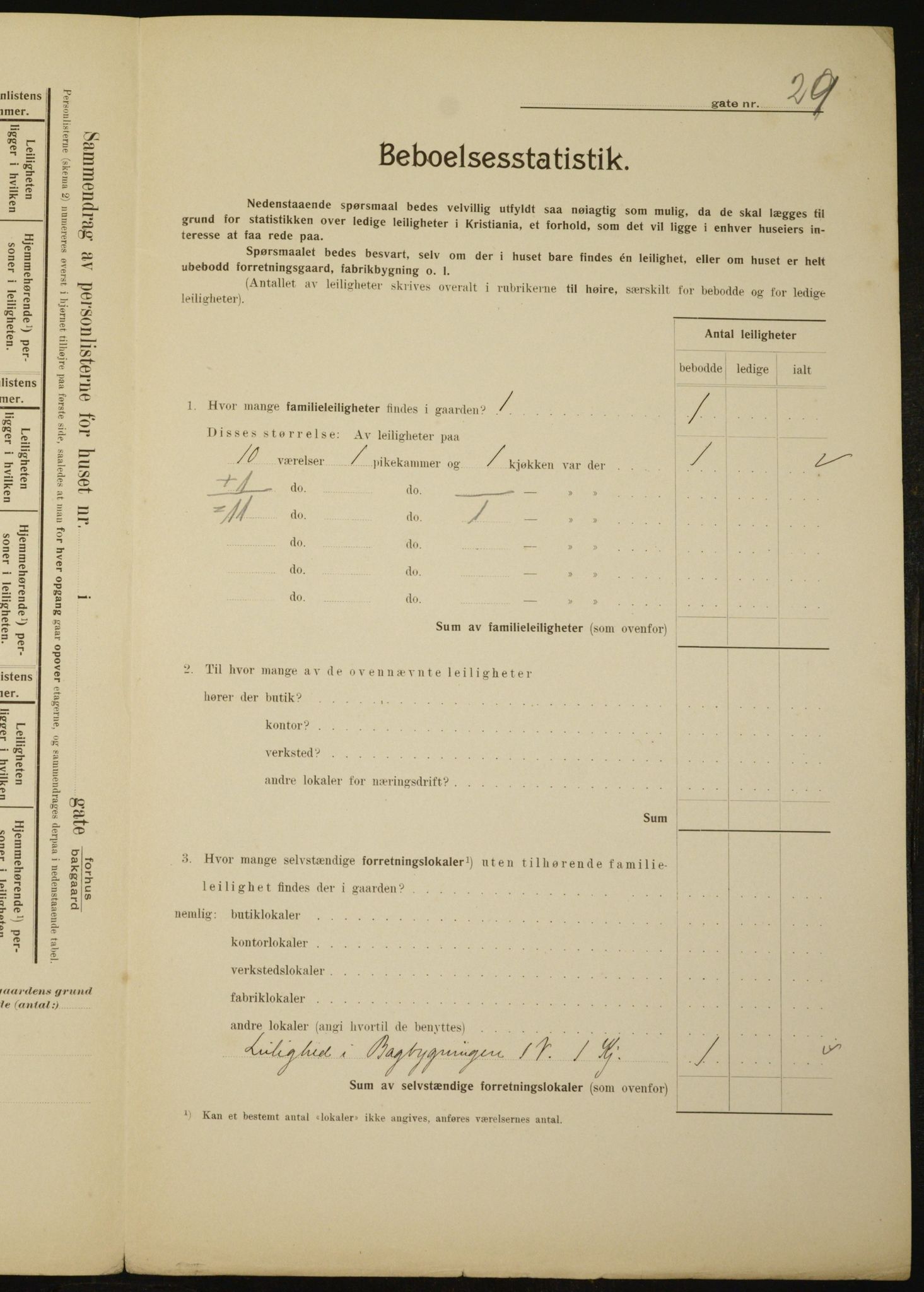 OBA, Municipal Census 1910 for Kristiania, 1910, p. 121282