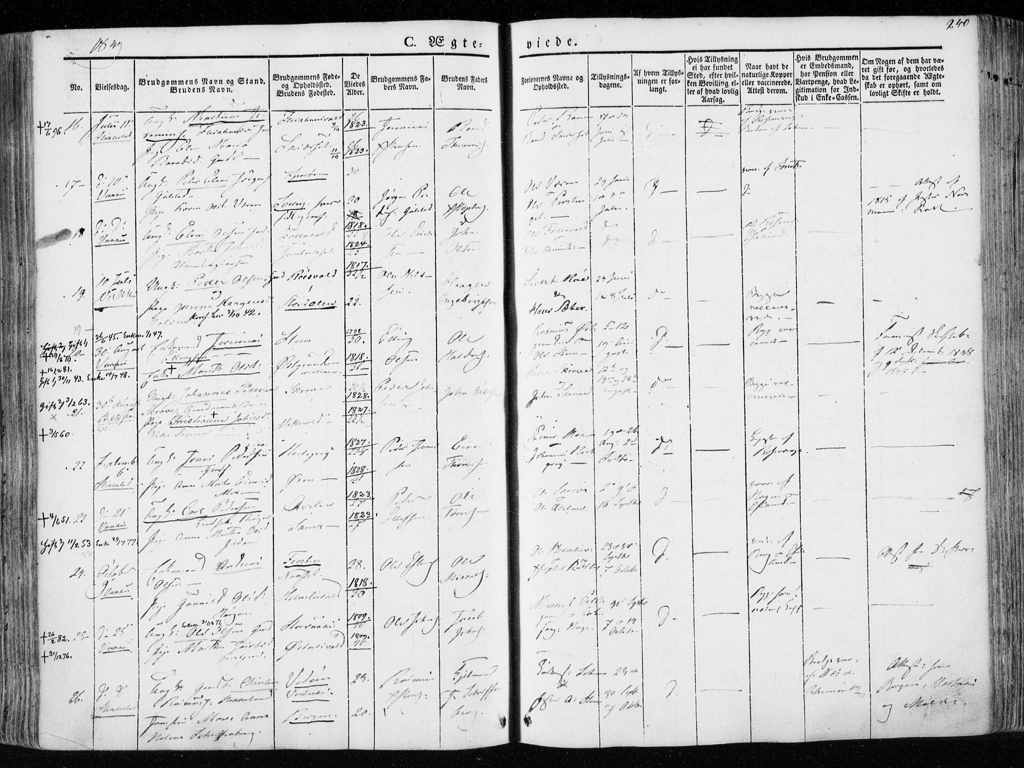 Ministerialprotokoller, klokkerbøker og fødselsregistre - Nord-Trøndelag, AV/SAT-A-1458/723/L0239: Parish register (official) no. 723A08, 1841-1851, p. 240