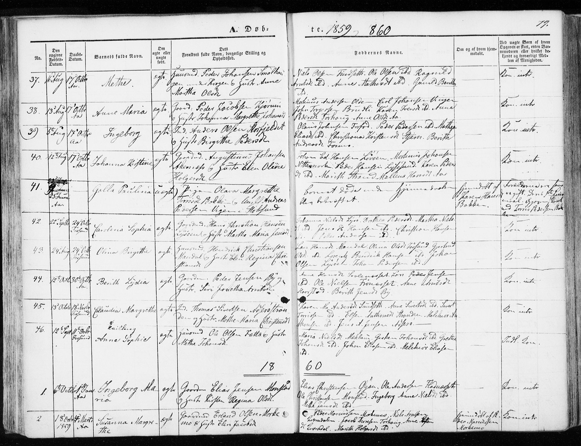 Ministerialprotokoller, klokkerbøker og fødselsregistre - Sør-Trøndelag, SAT/A-1456/655/L0677: Parish register (official) no. 655A06, 1847-1860, p. 79