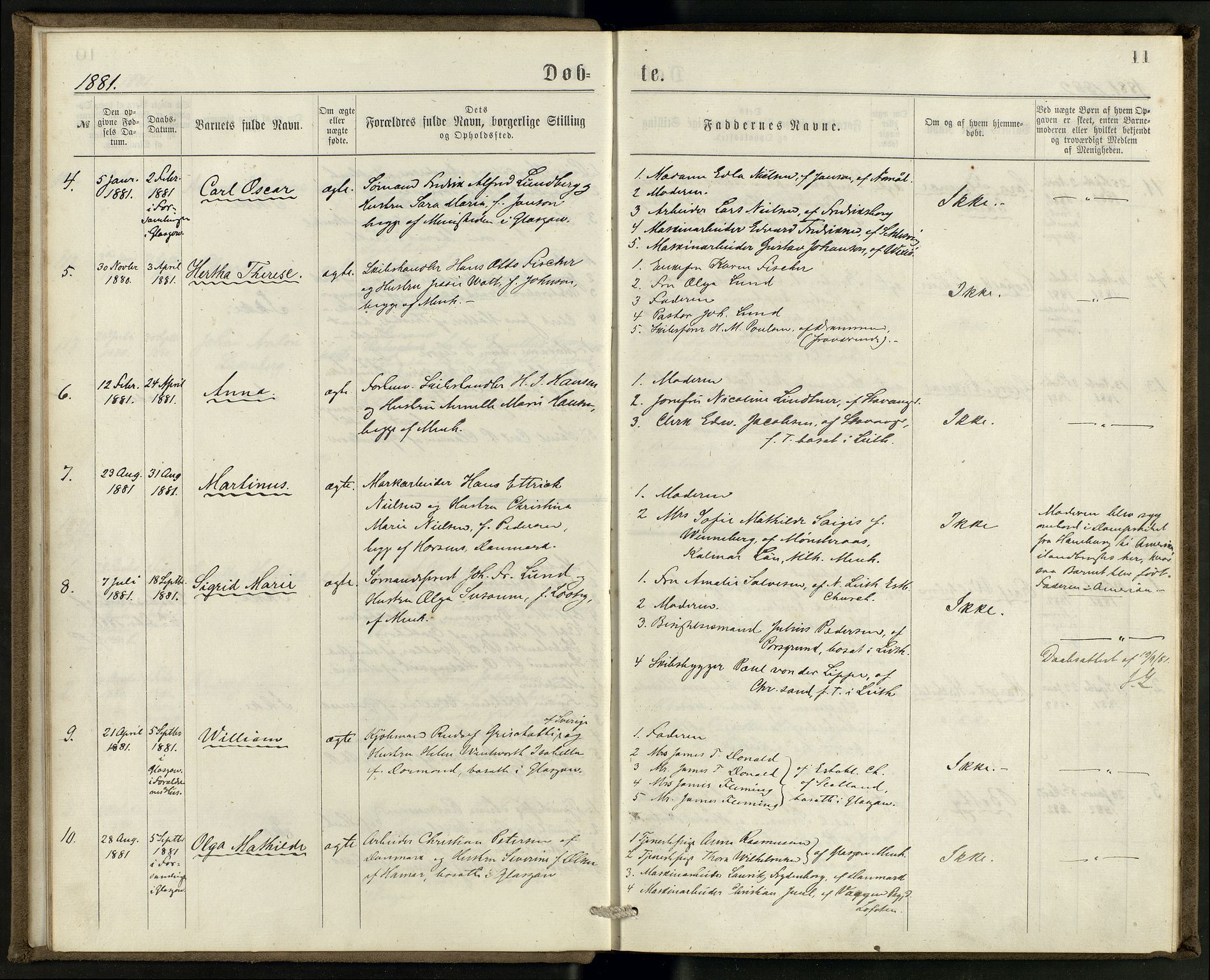 Den norske sjømannsmisjon i utlandet/Skotske havner (Leith, Glasgow), SAB/SAB/PA-0100/H/Ha/Haa/L0002: Parish register (official) no. A 2, 1877-1887, p. 10b-11a