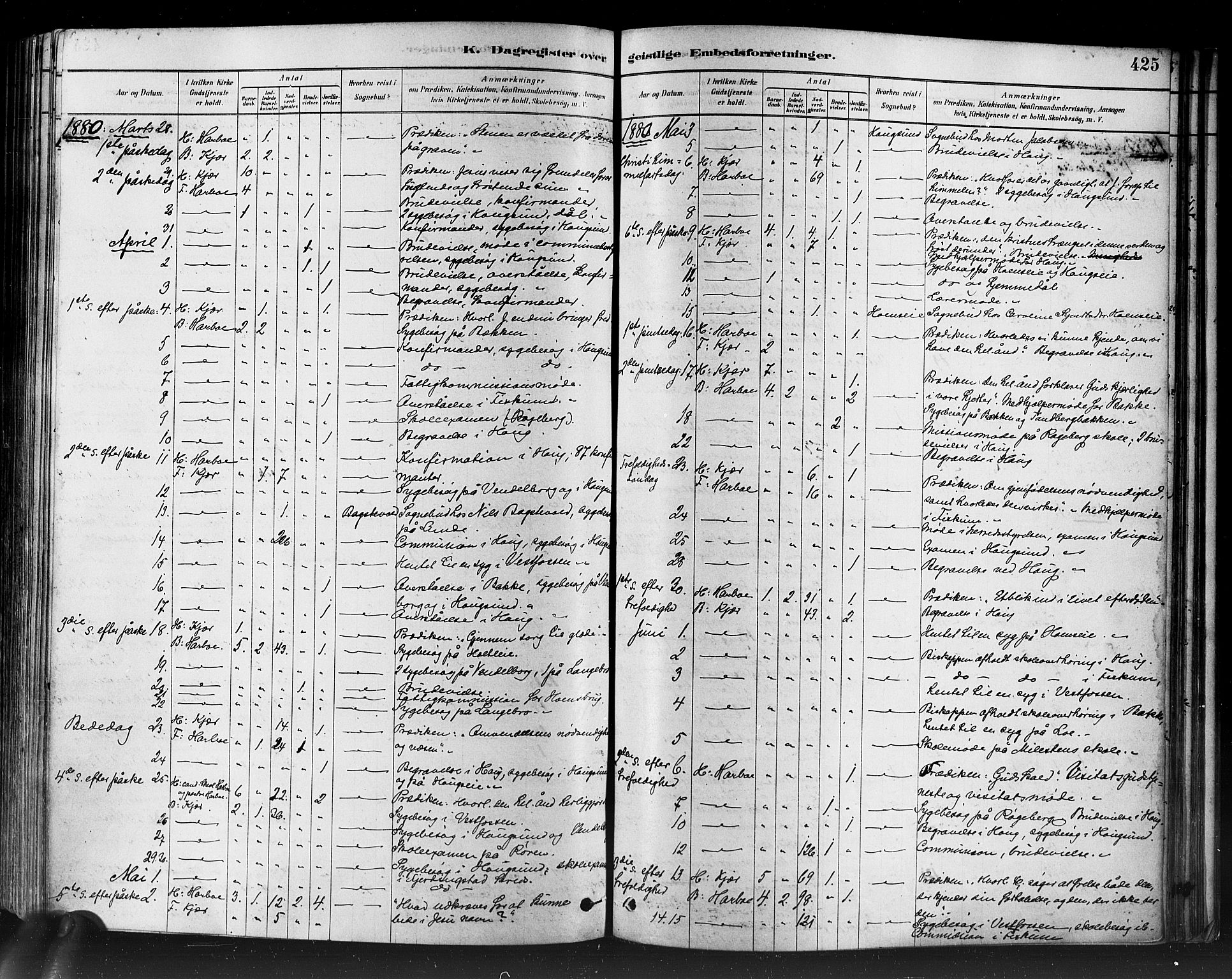 Eiker kirkebøker, AV/SAKO-A-4/F/Fb/L0001: Parish register (official) no. II 1, 1878-1888, p. 425