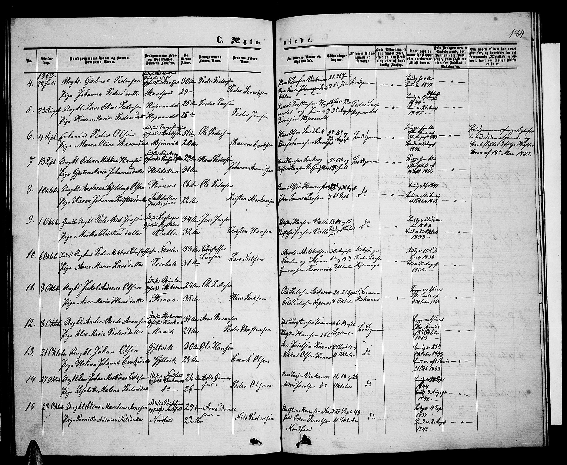 Ministerialprotokoller, klokkerbøker og fødselsregistre - Nordland, AV/SAT-A-1459/853/L0775: Parish register (copy) no. 853C03, 1859-1877, p. 184