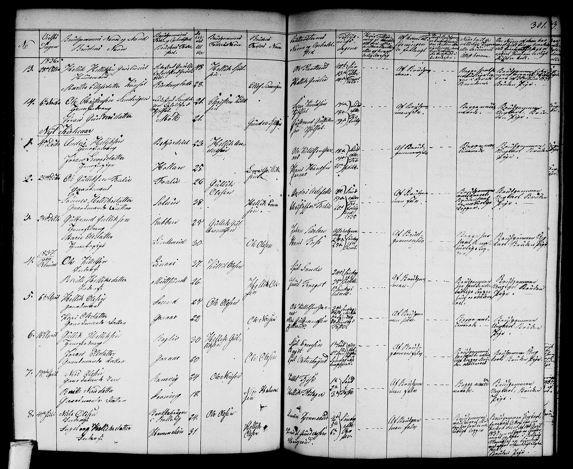 Flesberg kirkebøker, SAKO/A-18/G/Ga/L0002: Parish register (copy) no. I 2, 1834-1860, p. 301