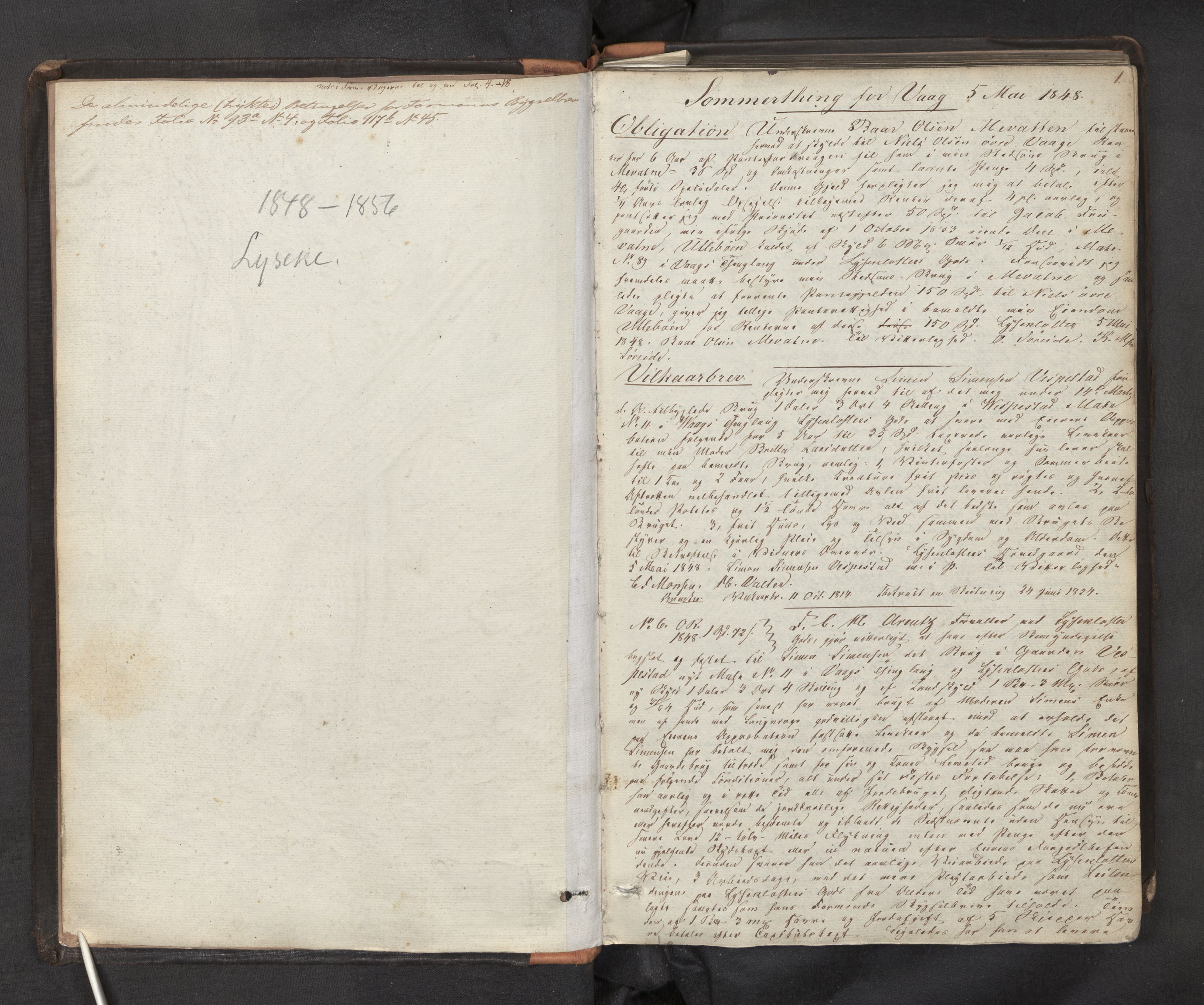 Midhordland sorenskriveri, AV/SAB-A-3001/1/G/Gb/Gba/L0003: Mortgage book no. II.B.a.3, 1848-1856, p. 1