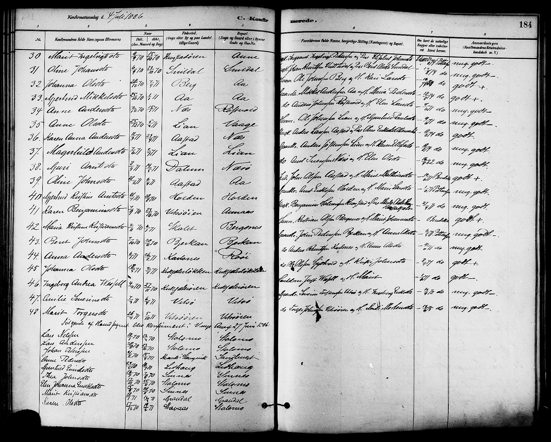 Ministerialprotokoller, klokkerbøker og fødselsregistre - Sør-Trøndelag, AV/SAT-A-1456/630/L0496: Parish register (official) no. 630A09, 1879-1895, p. 184