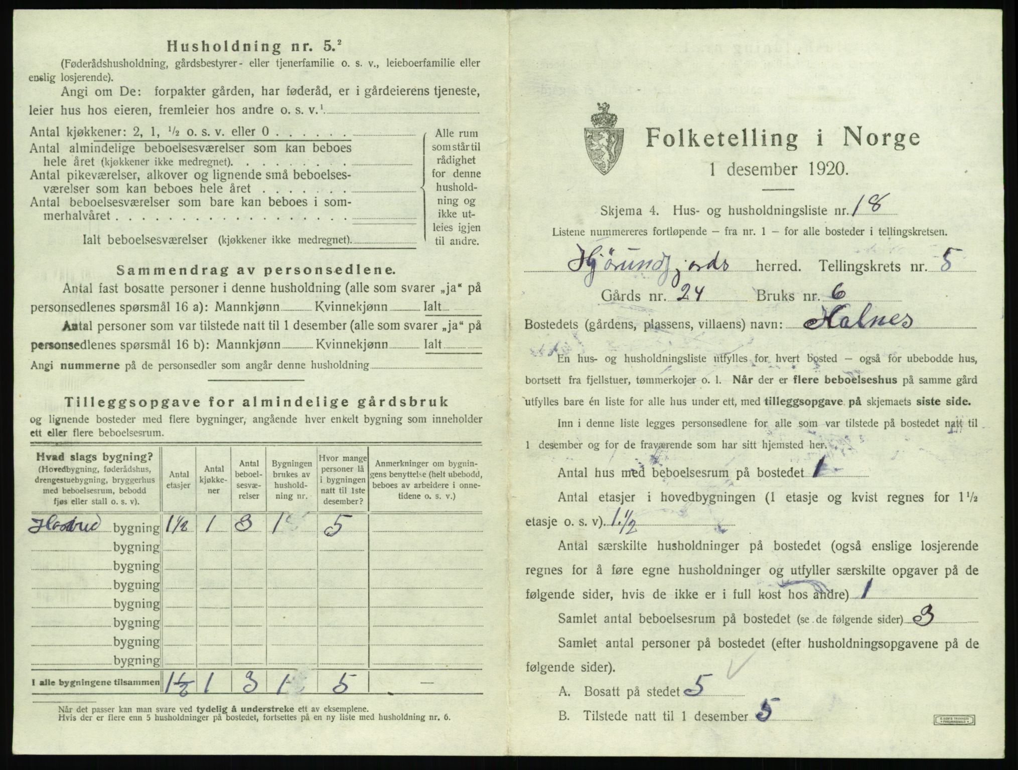 SAT, 1920 census for Hjørundfjord, 1920, p. 259