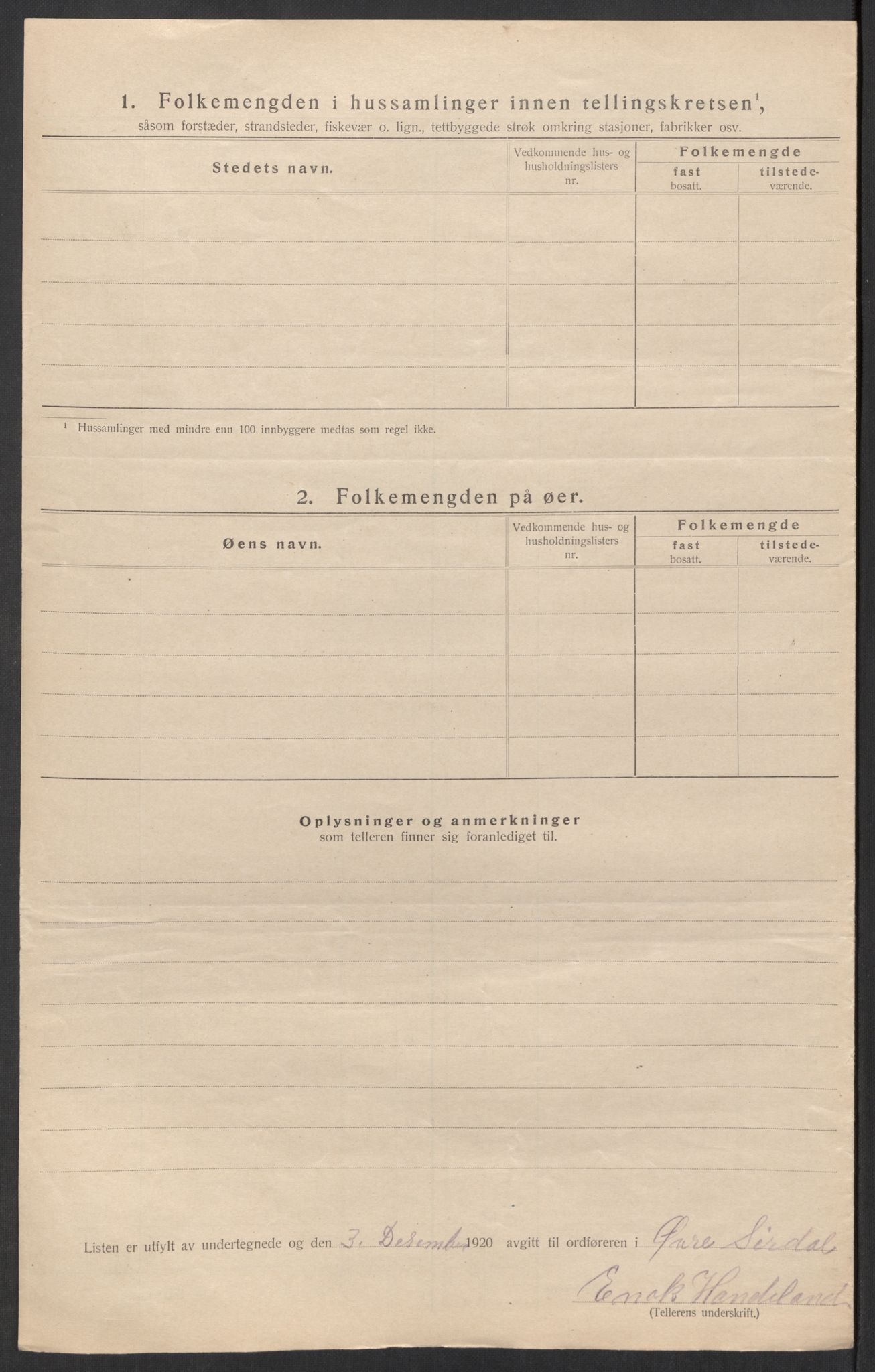 SAK, 1920 census for Øvre Sirdal, 1920, p. 23