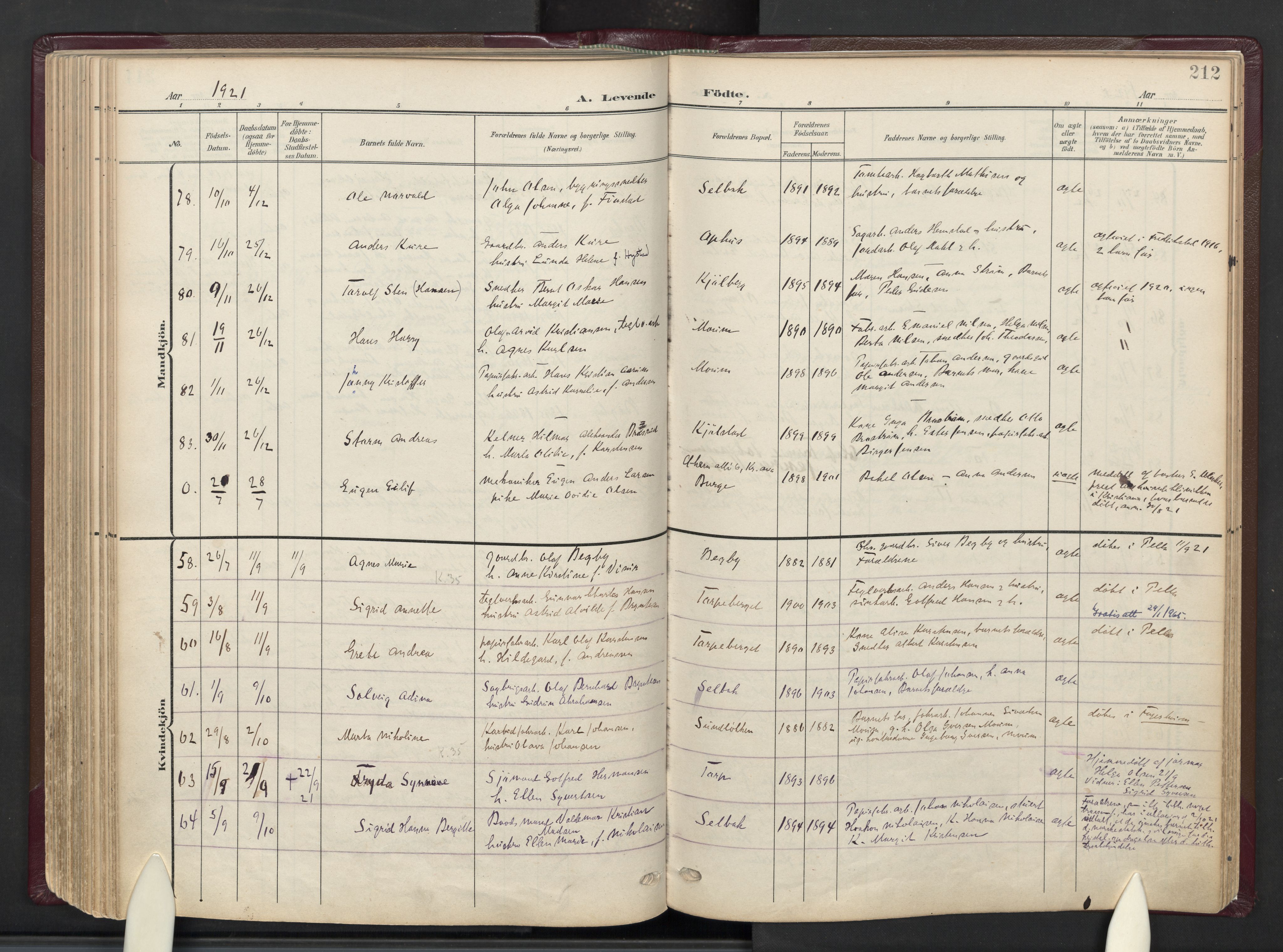 Borge prestekontor Kirkebøker, AV/SAO-A-10903/F/Fa/L0010: Parish register (official) no. I 10, 1907-1925, p. 212