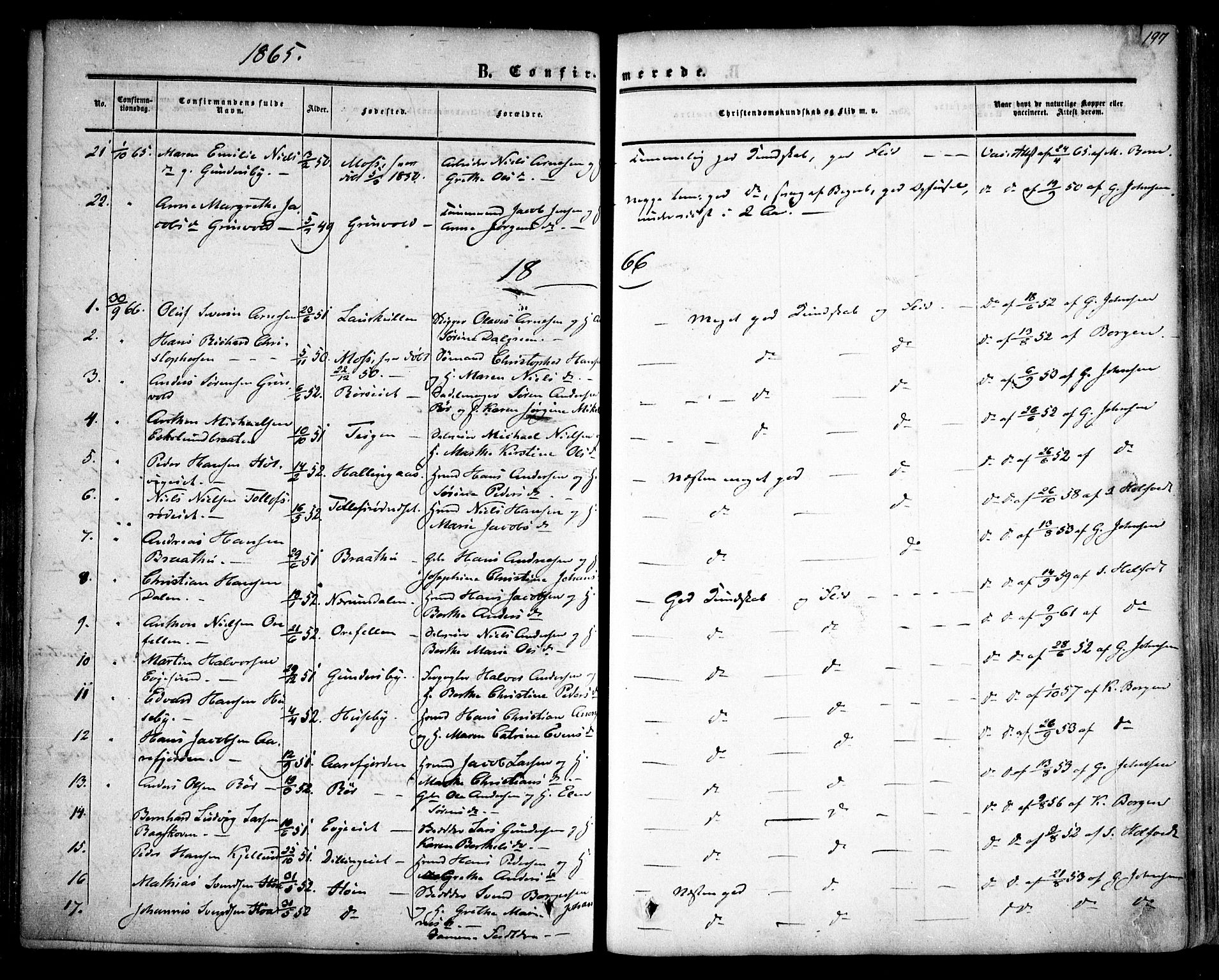 Rygge prestekontor Kirkebøker, AV/SAO-A-10084b/F/Fa/L0005: Parish register (official) no. 5, 1852-1871, p. 197