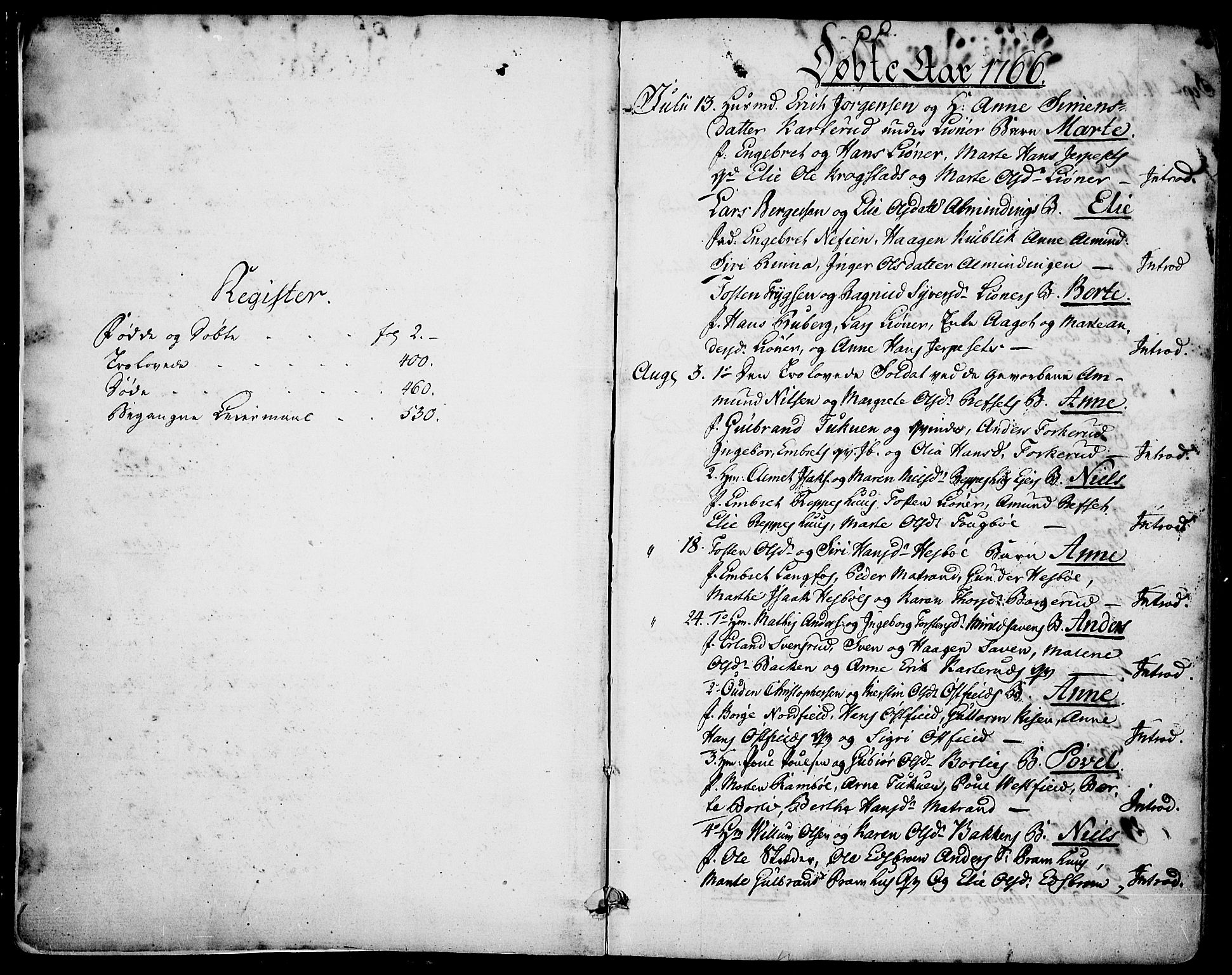 Vinger prestekontor, SAH/PREST-024/H/Ha/Haa/L0004: Parish register (official) no. 4, 1766-1813, p. 0-1