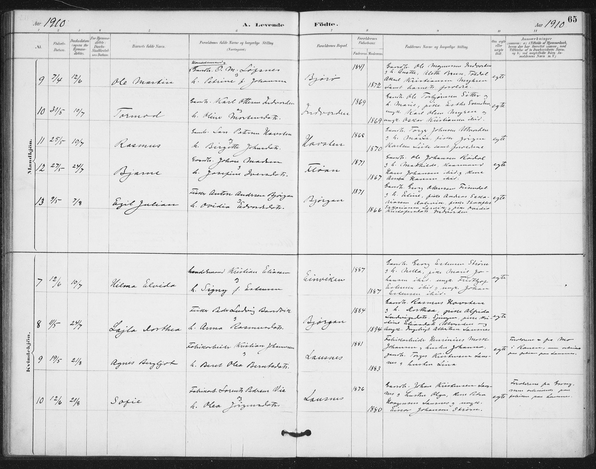 Ministerialprotokoller, klokkerbøker og fødselsregistre - Nord-Trøndelag, SAT/A-1458/772/L0603: Parish register (official) no. 772A01, 1885-1912, p. 65