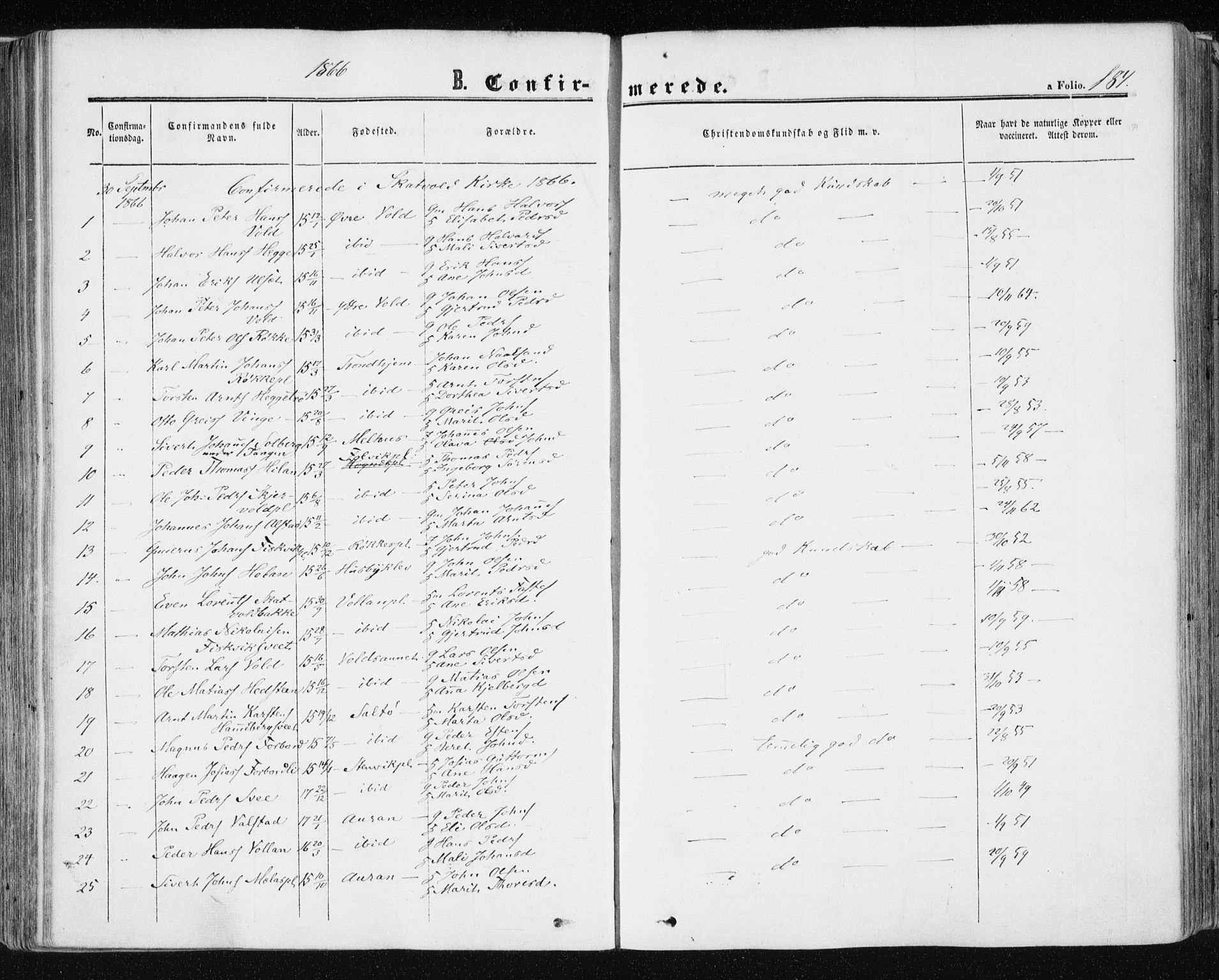 Ministerialprotokoller, klokkerbøker og fødselsregistre - Nord-Trøndelag, AV/SAT-A-1458/709/L0075: Parish register (official) no. 709A15, 1859-1870, p. 184