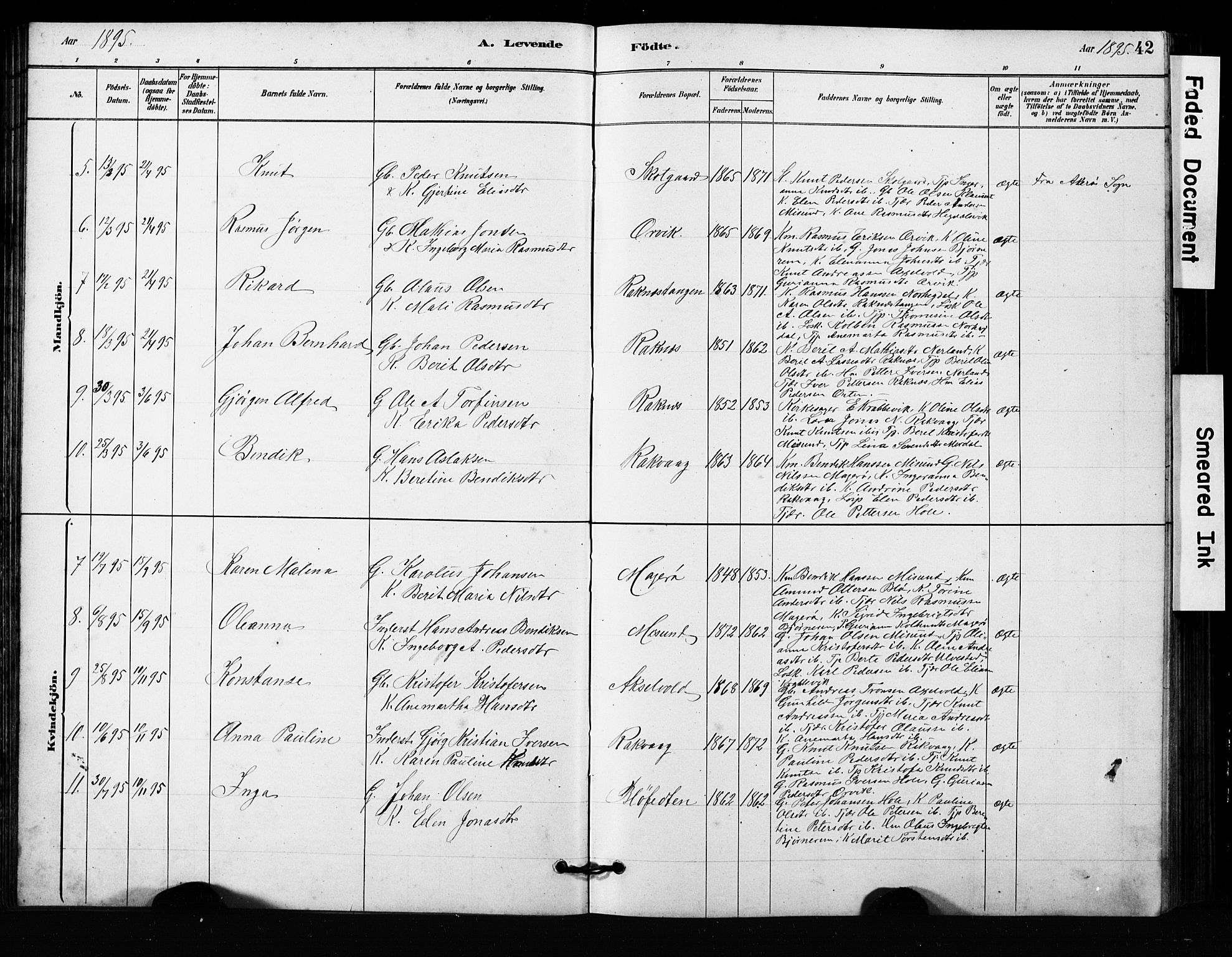 Ministerialprotokoller, klokkerbøker og fødselsregistre - Møre og Romsdal, AV/SAT-A-1454/563/L0737: Parish register (copy) no. 563C01, 1878-1916, p. 42