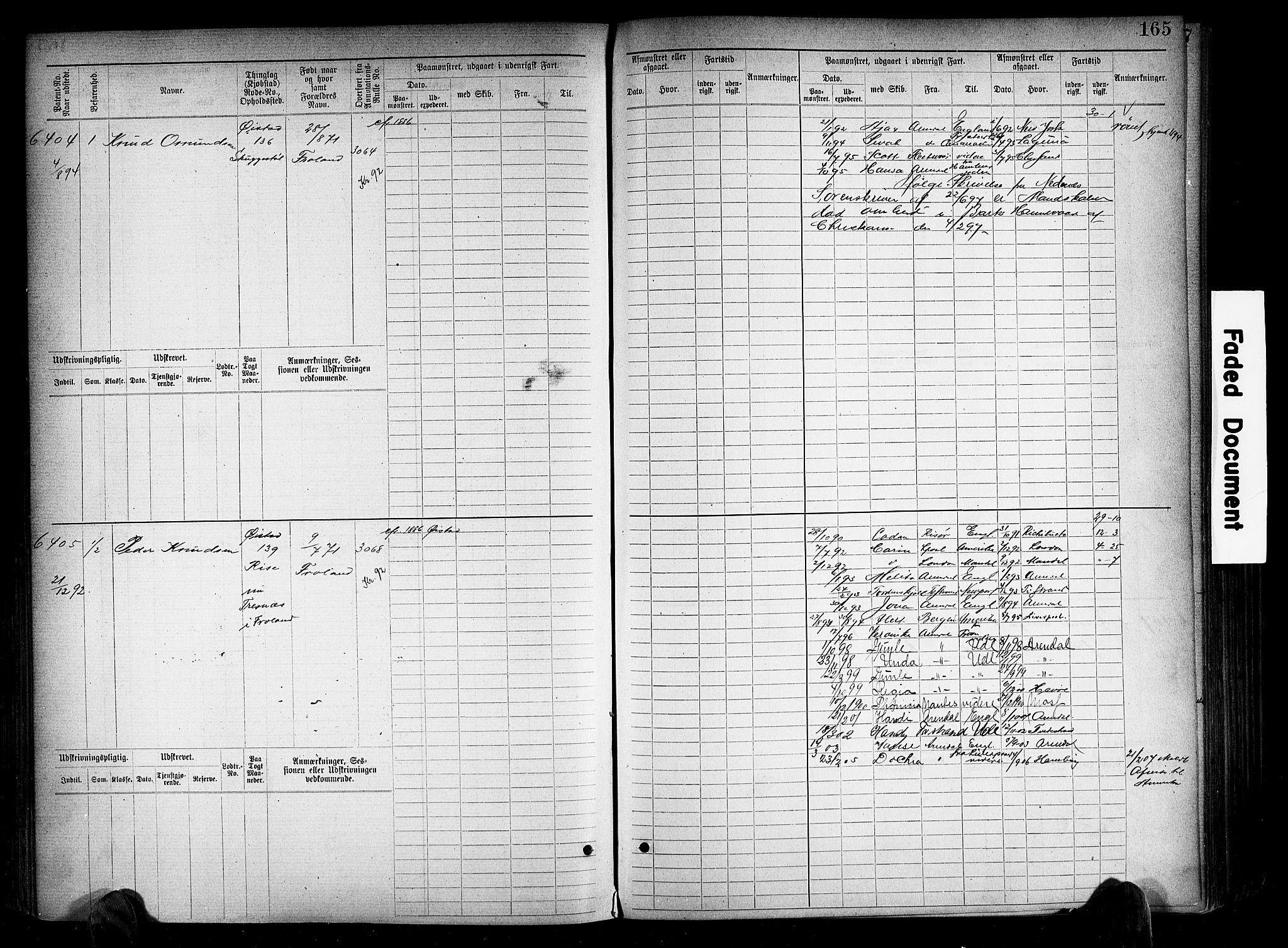 Arendal mønstringskrets, SAK/2031-0012/F/Fb/L0018: Hovedrulle A nr 6077-6849, S-16, 1892-1894, p. 165