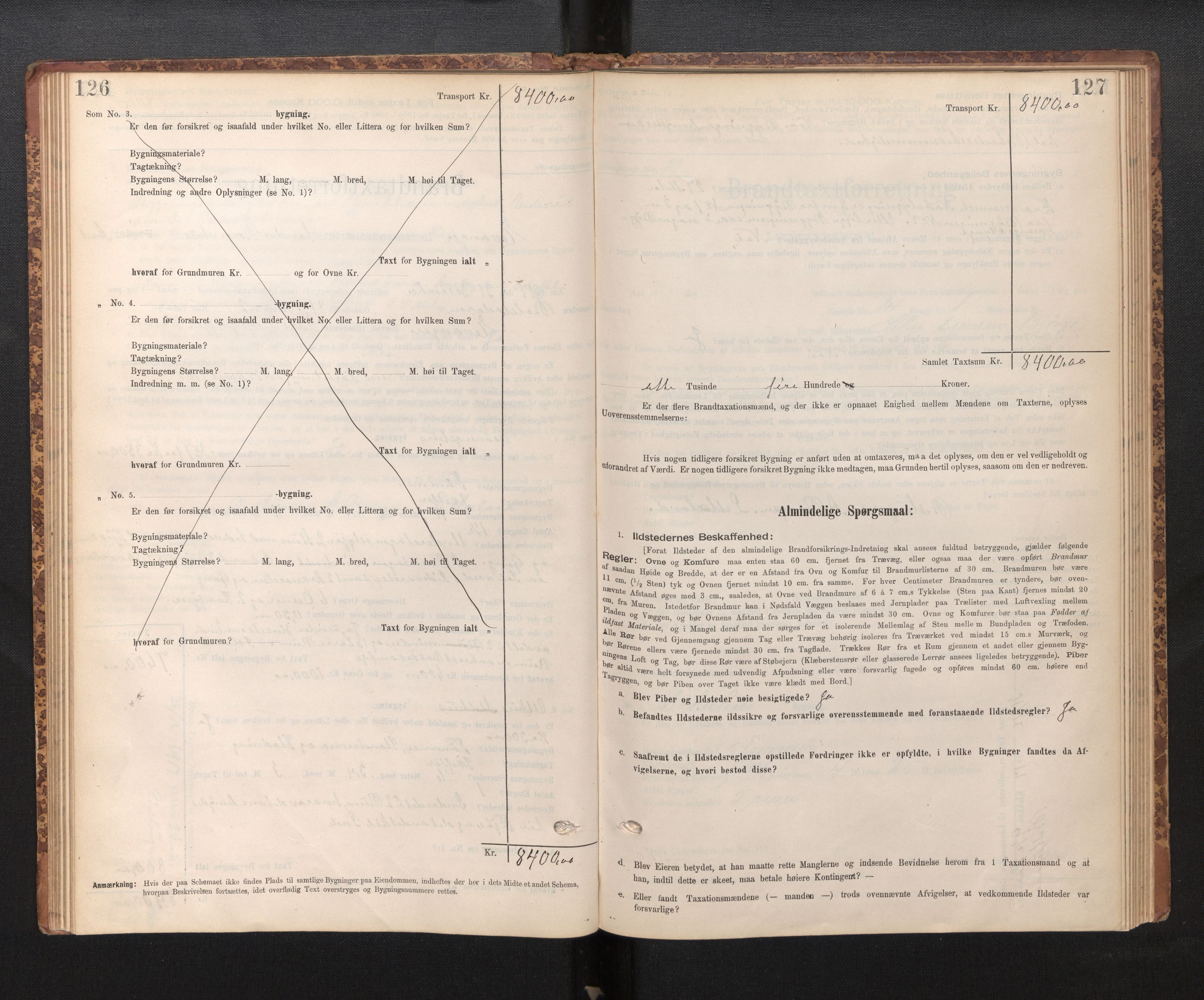 Lensmannen i Evanger, SAB/A-31701/0012/L0005: Branntakstprotokoll, skjematakst, 1895-1935, p. 126-127