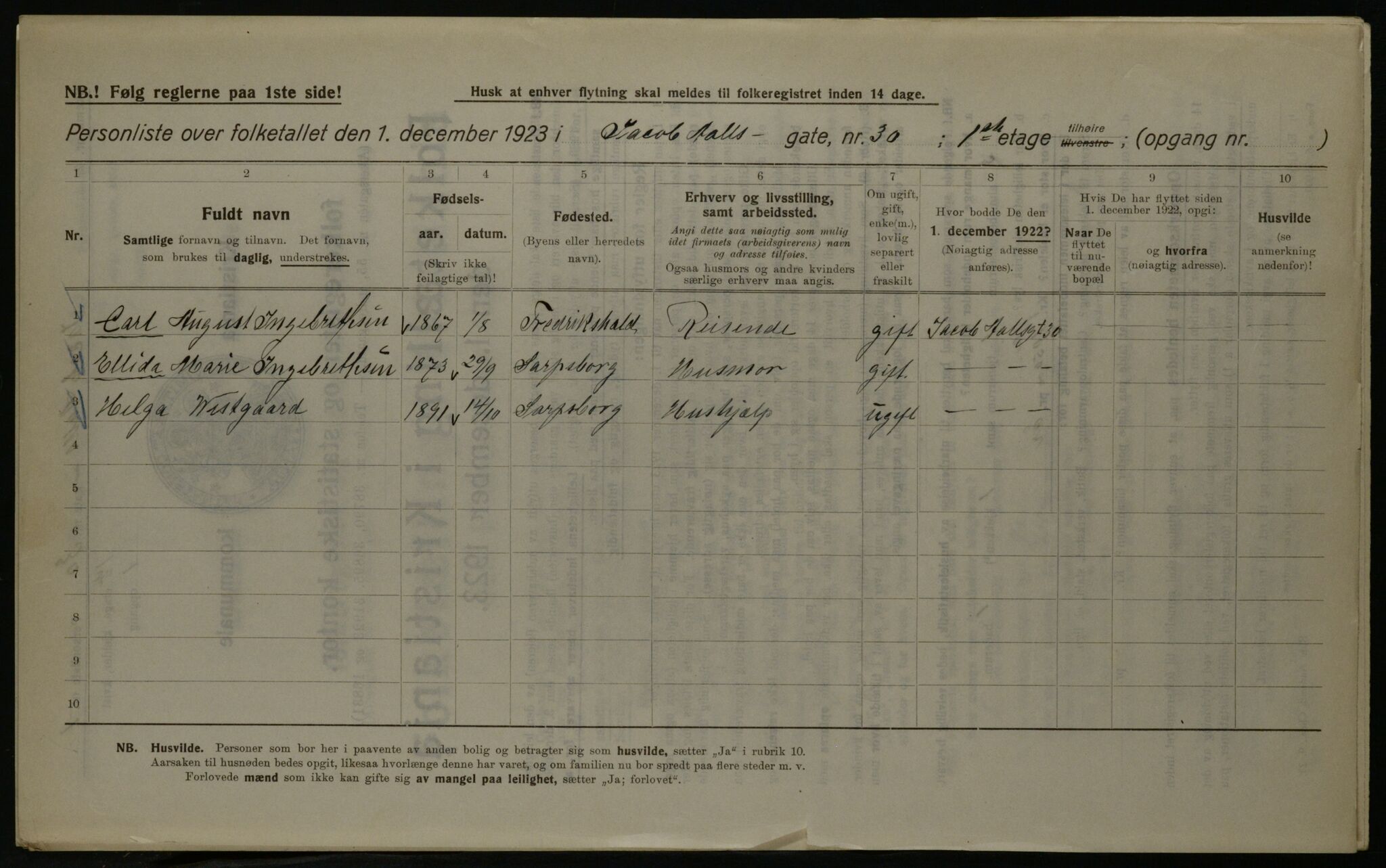 OBA, Municipal Census 1923 for Kristiania, 1923, p. 50349