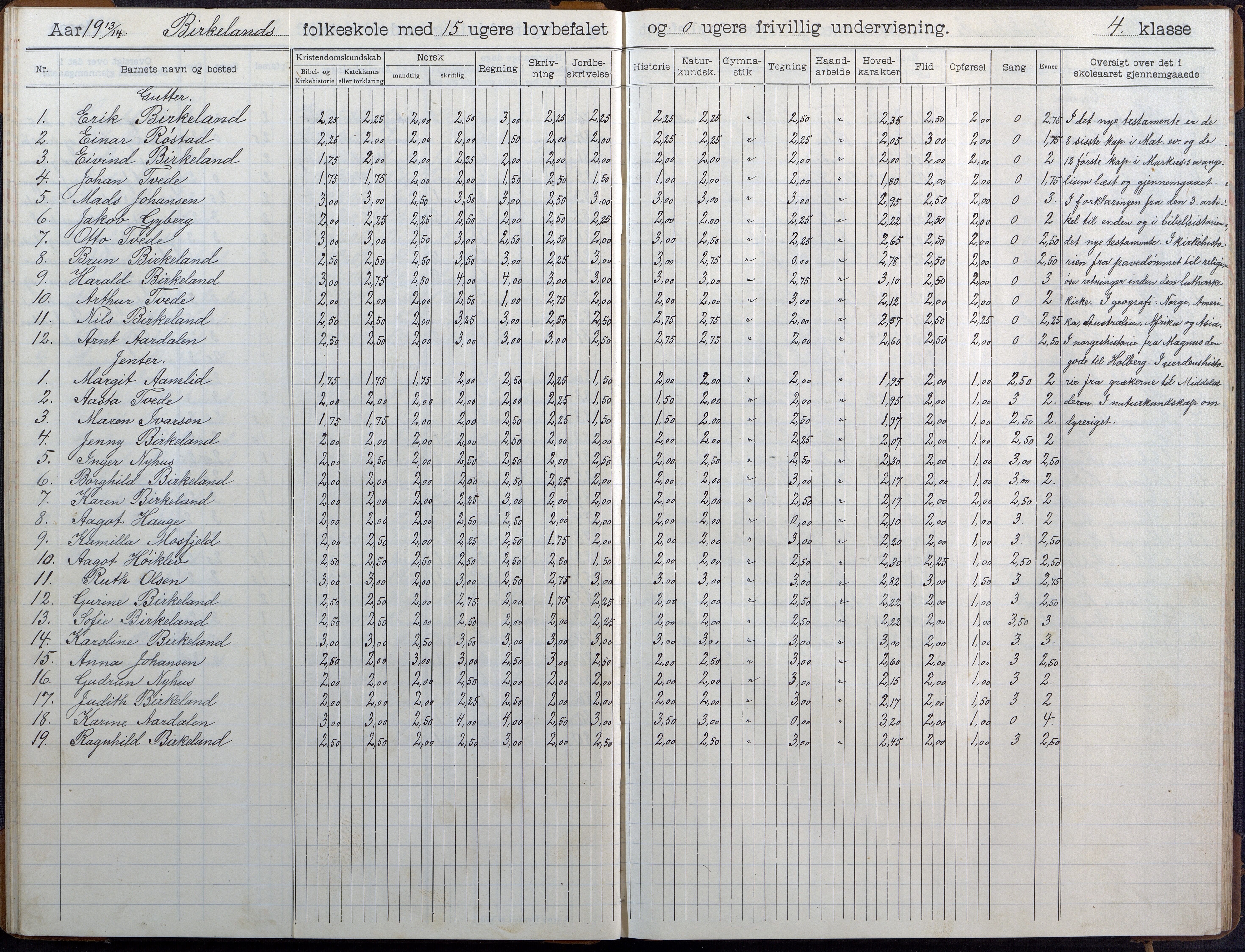 Birkenes kommune, Birkenes krets/Birkeland folkeskole frem til 1991, AAKS/KA0928-550a_91/F02/L0007: Skoleprotokoll, 1907-1931