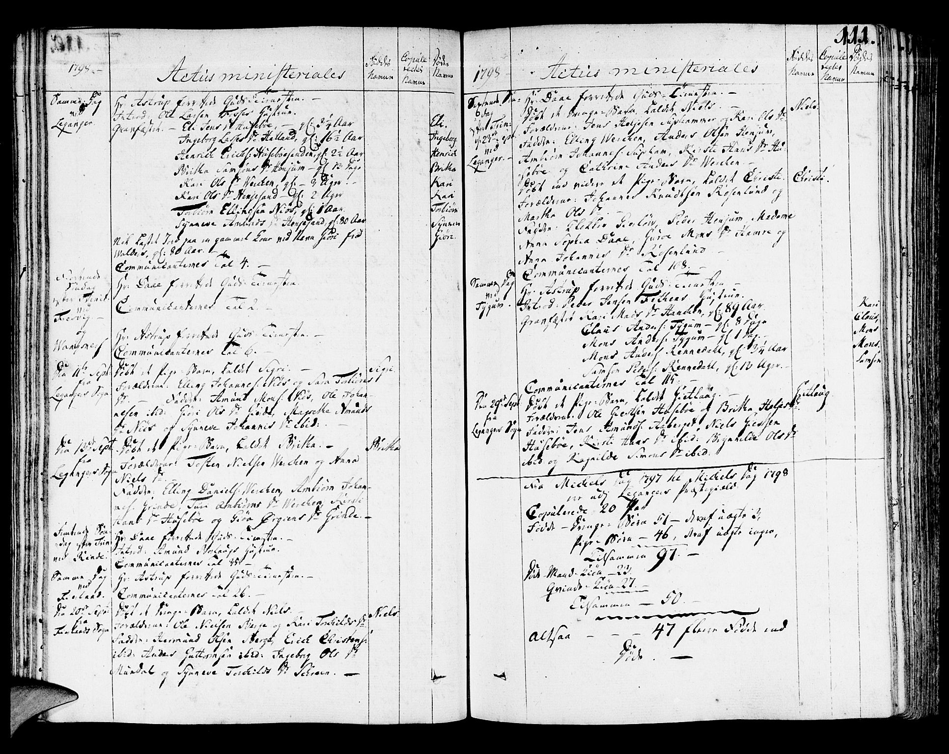 Leikanger sokneprestembete, AV/SAB-A-81001/H/Haa/Haaa/L0005: Parish register (official) no. A 5, 1792-1809, p. 111