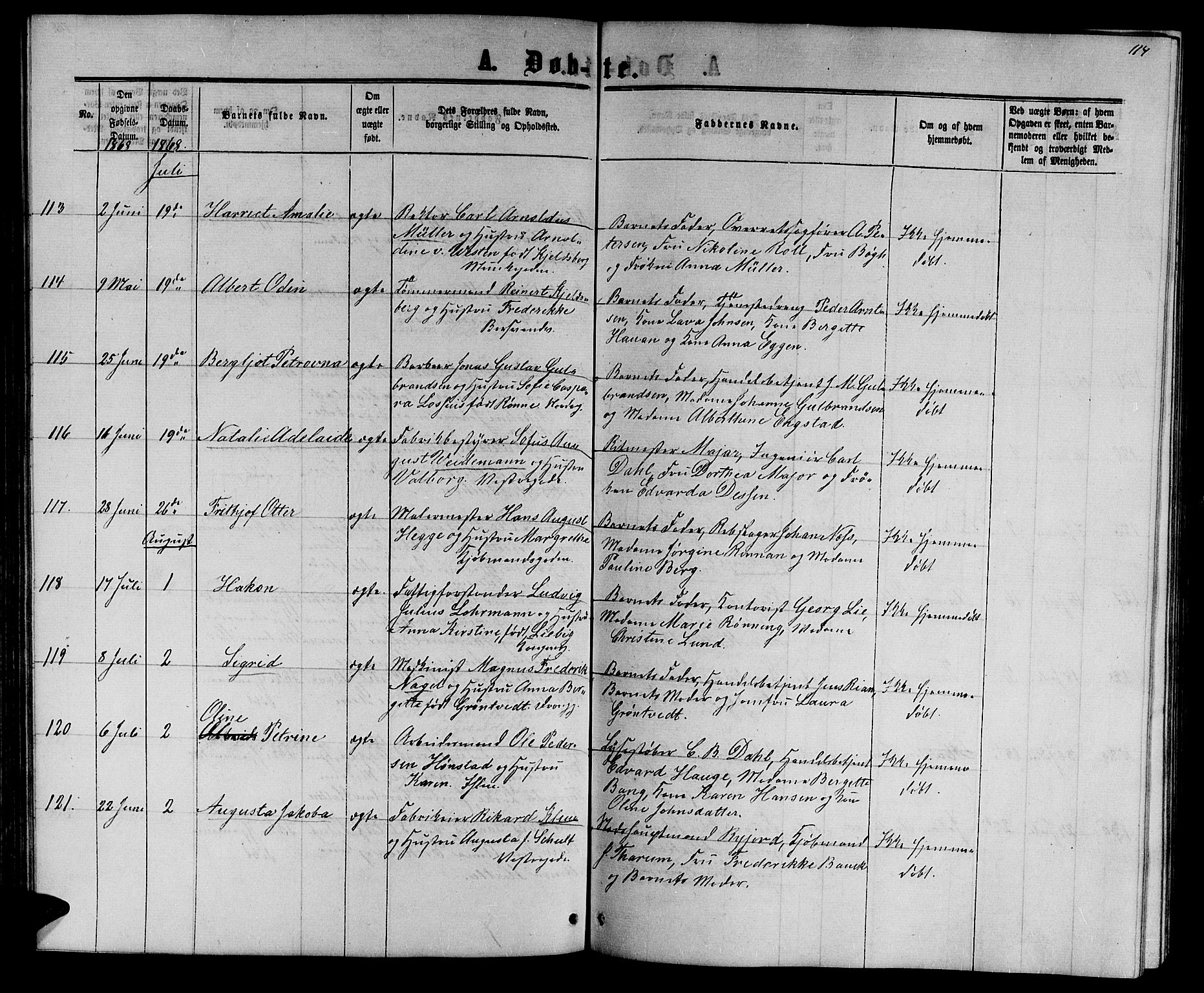 Ministerialprotokoller, klokkerbøker og fødselsregistre - Sør-Trøndelag, AV/SAT-A-1456/601/L0087: Parish register (copy) no. 601C05, 1864-1881, p. 114