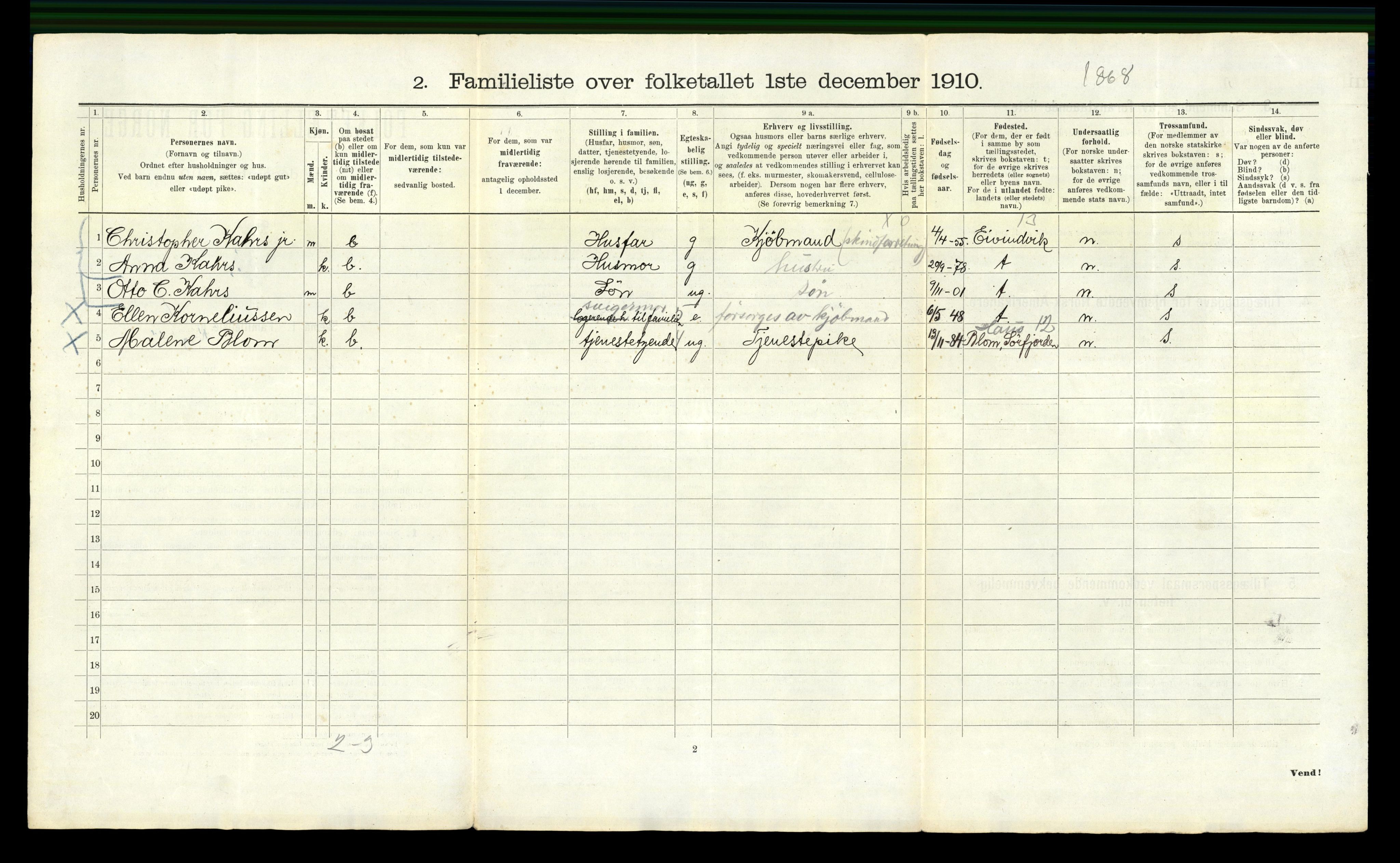 RA, 1910 census for Bergen, 1910, p. 26696