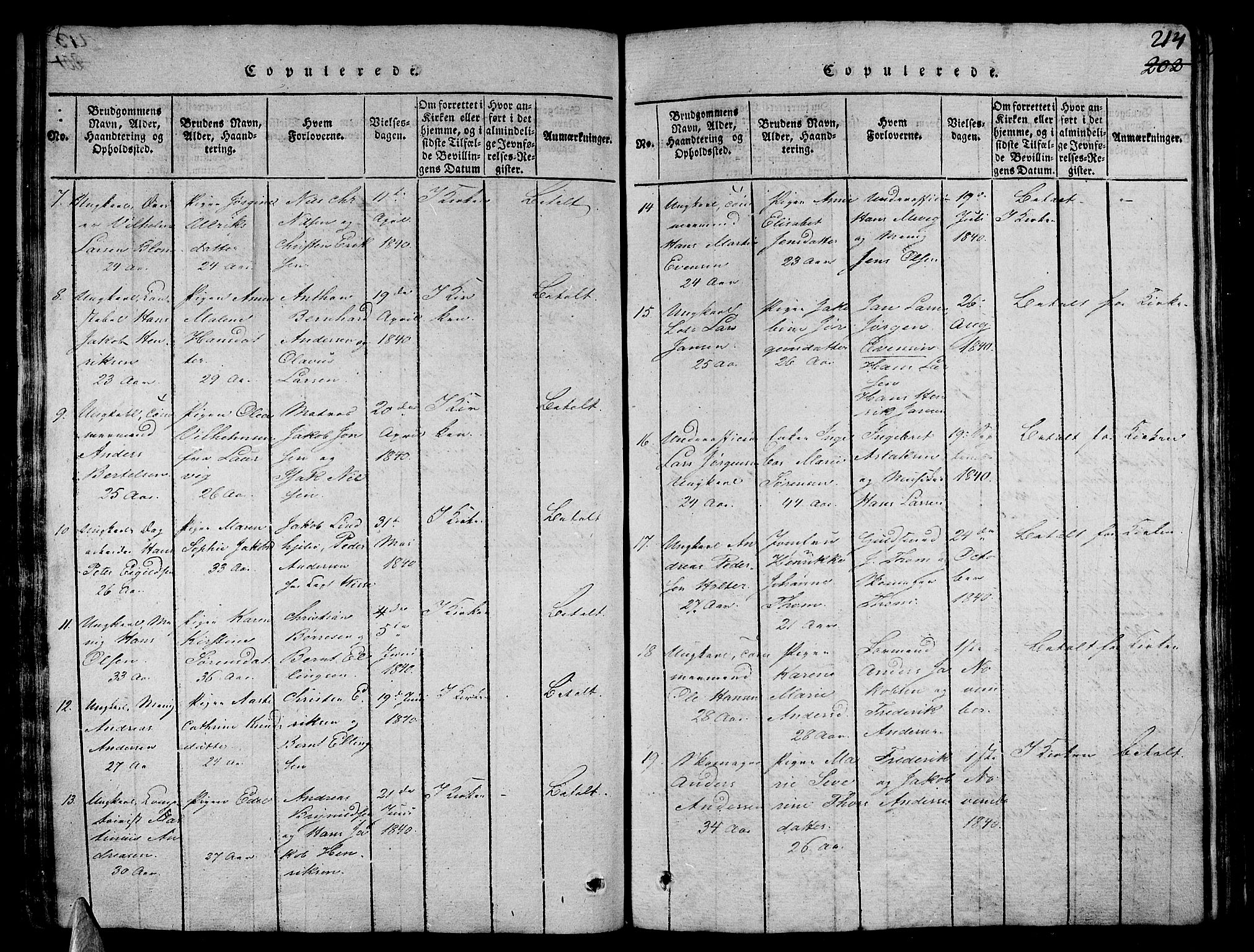 Stavern kirkebøker, AV/SAKO-A-318/G/Ga/L0001: Parish register (copy) no. 1, 1817-1841, p. 214