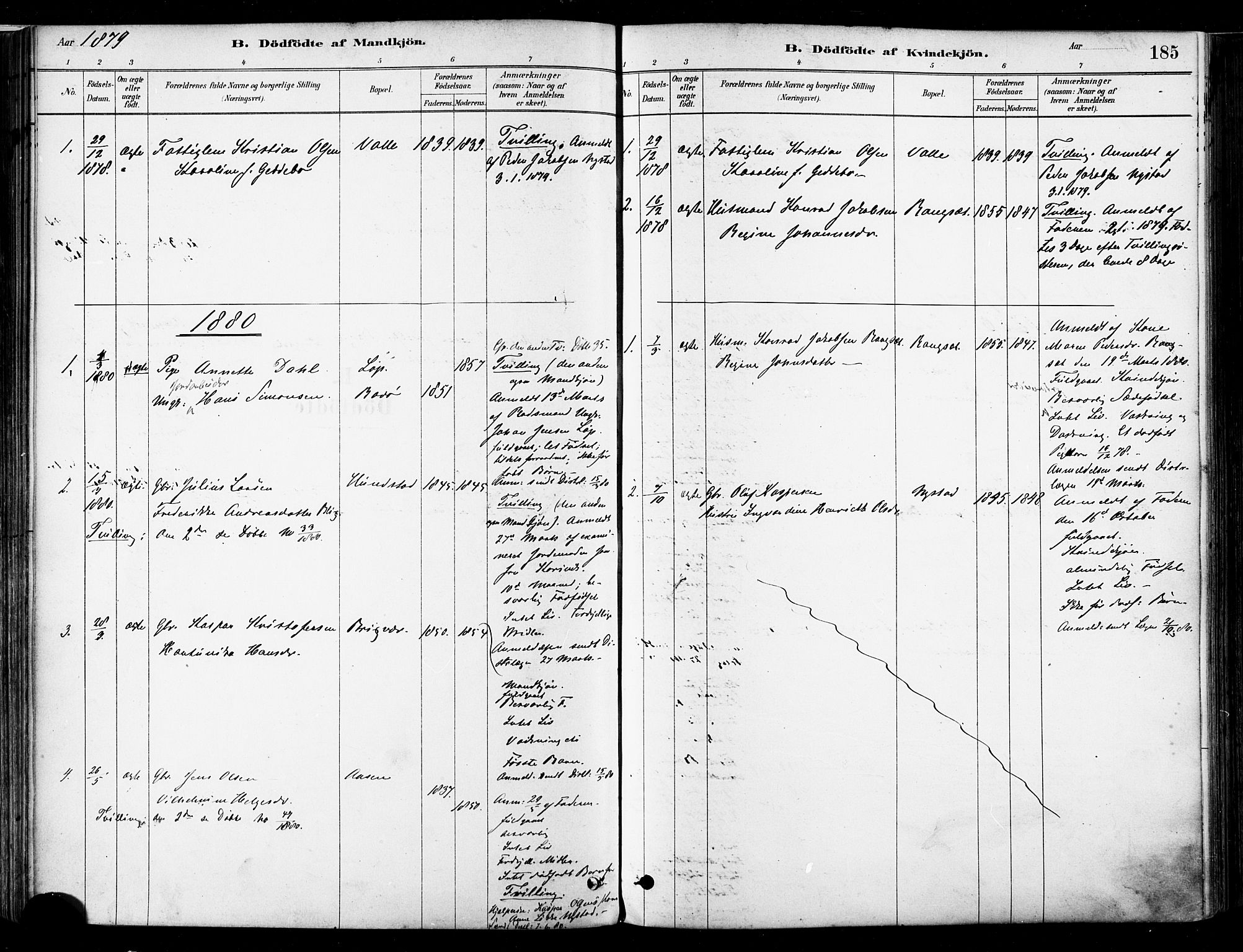 Ministerialprotokoller, klokkerbøker og fødselsregistre - Nordland, SAT/A-1459/802/L0054: Parish register (official) no. 802A01, 1879-1893, p. 185
