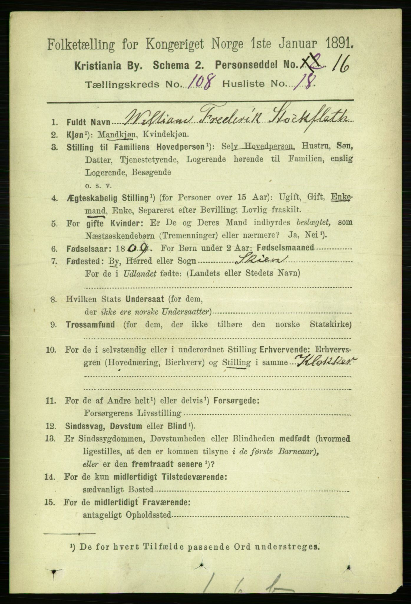 RA, 1891 census for 0301 Kristiania, 1891, p. 56039