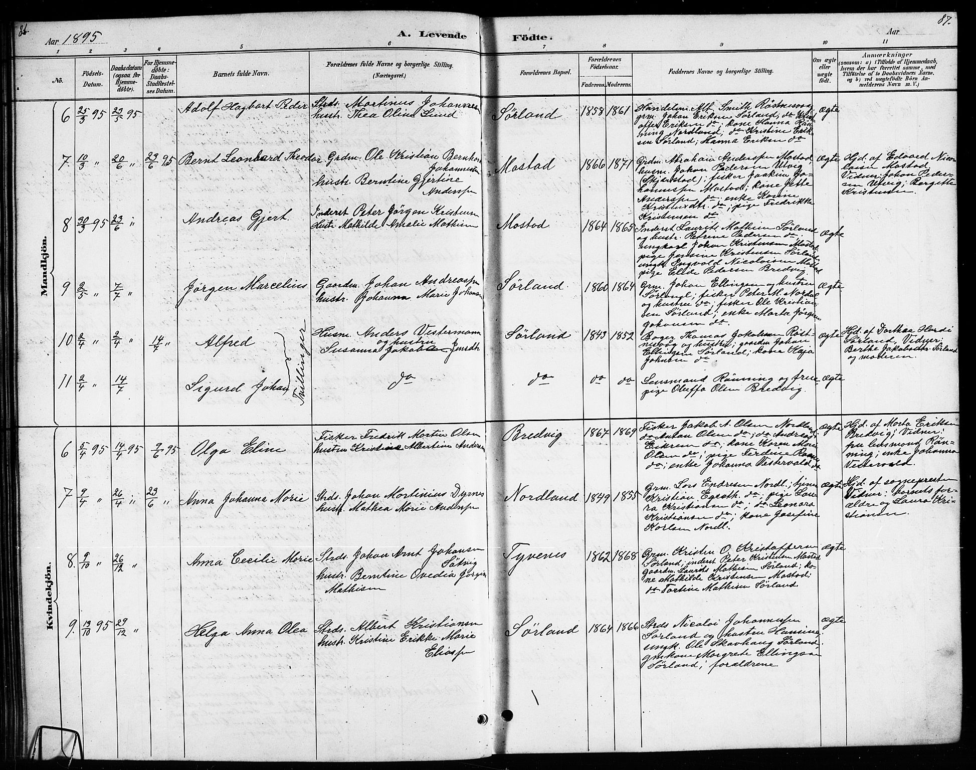 Ministerialprotokoller, klokkerbøker og fødselsregistre - Nordland, AV/SAT-A-1459/807/L0123: Parish register (copy) no. 807C01, 1884-1910, p. 86-87