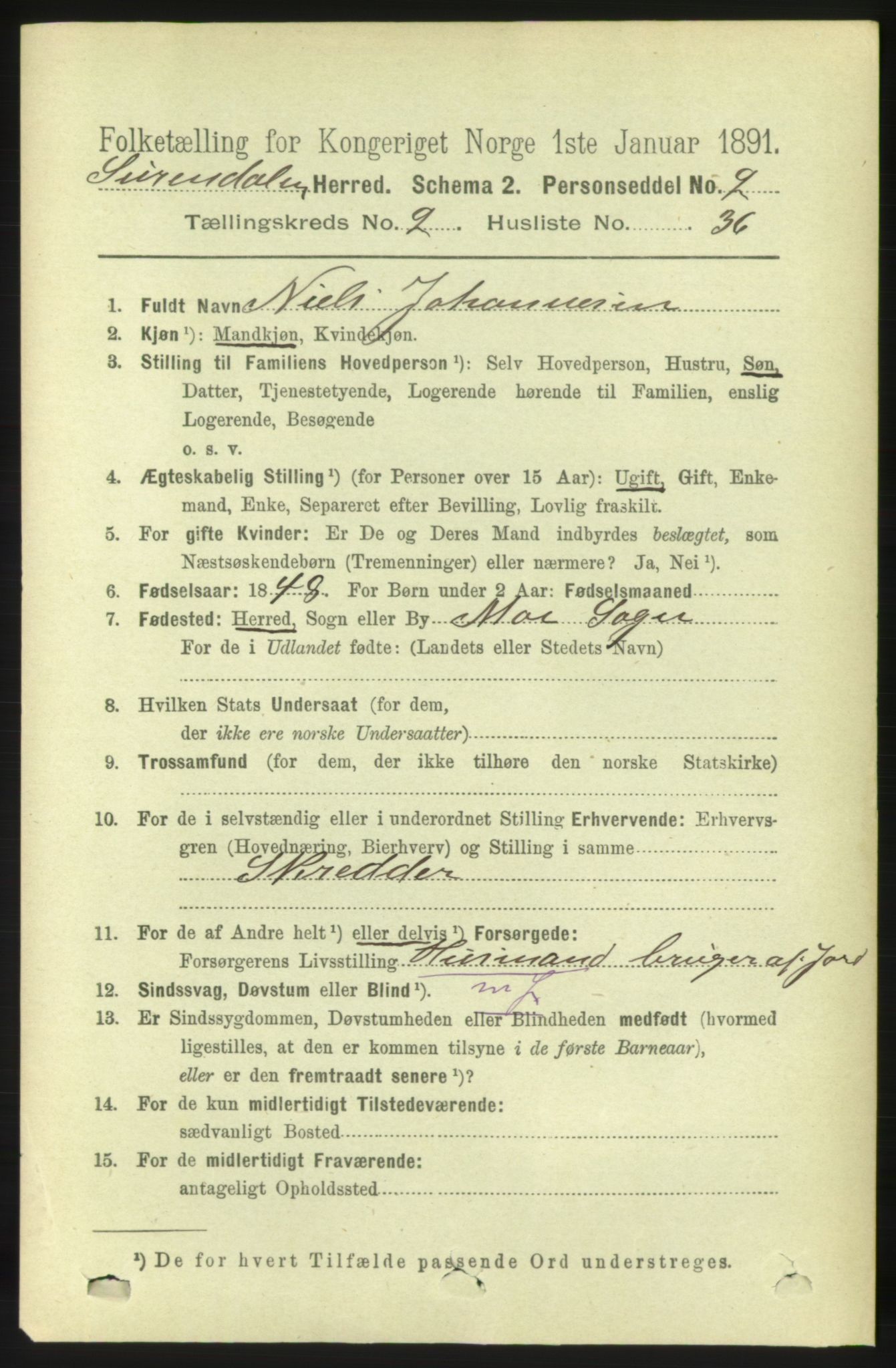 RA, 1891 census for 1566 Surnadal, 1891, p. 740