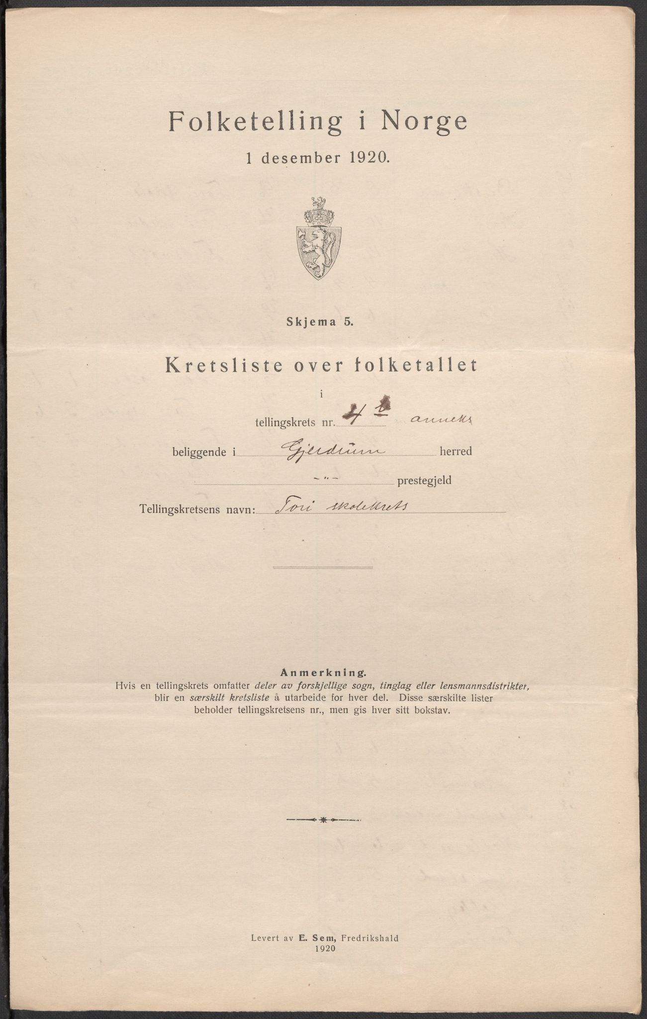 SAO, 1920 census for Gjerdrum, 1920, p. 23