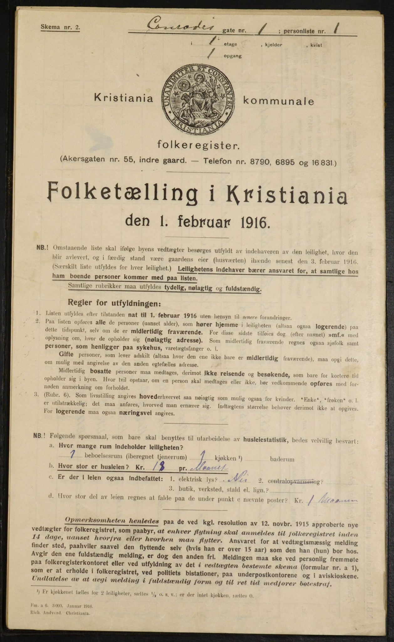 OBA, Municipal Census 1916 for Kristiania, 1916, p. 13349