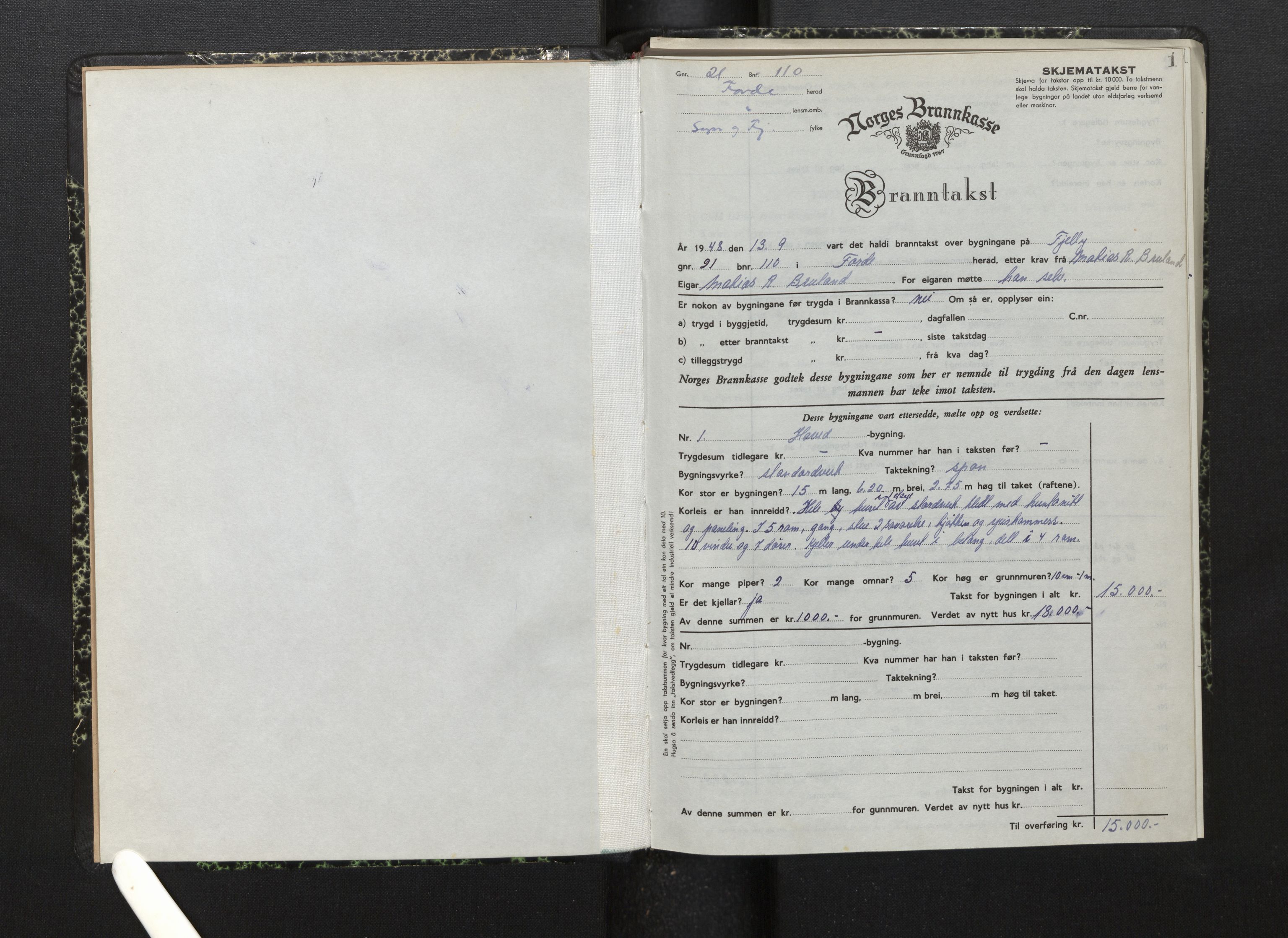 Lensmannen i Førde, AV/SAB-A-27401/0012/L0011: Branntakstprotokoll, skjematakst, 1948-1954, p. 1